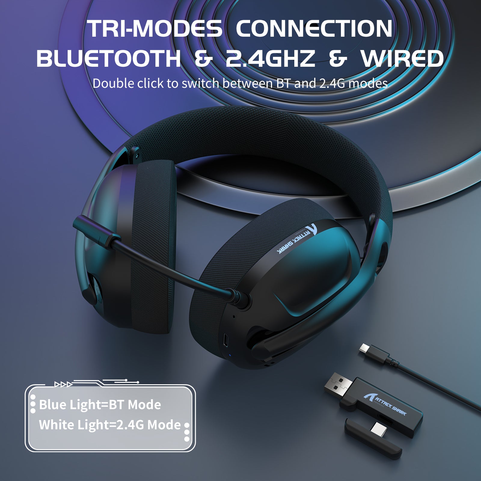 ATTACK SHARK L80 Ultra-Light Tri-Mode Gaming Headset