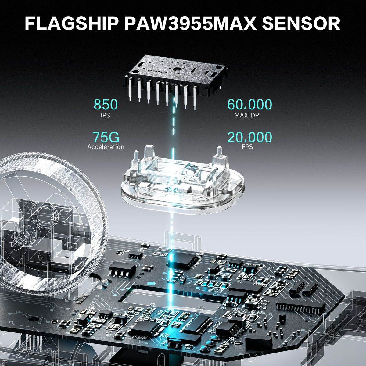 ATTACK SHARK V2 AIR PAW3955MAX Ergonomische kabellose Gaming-Maus