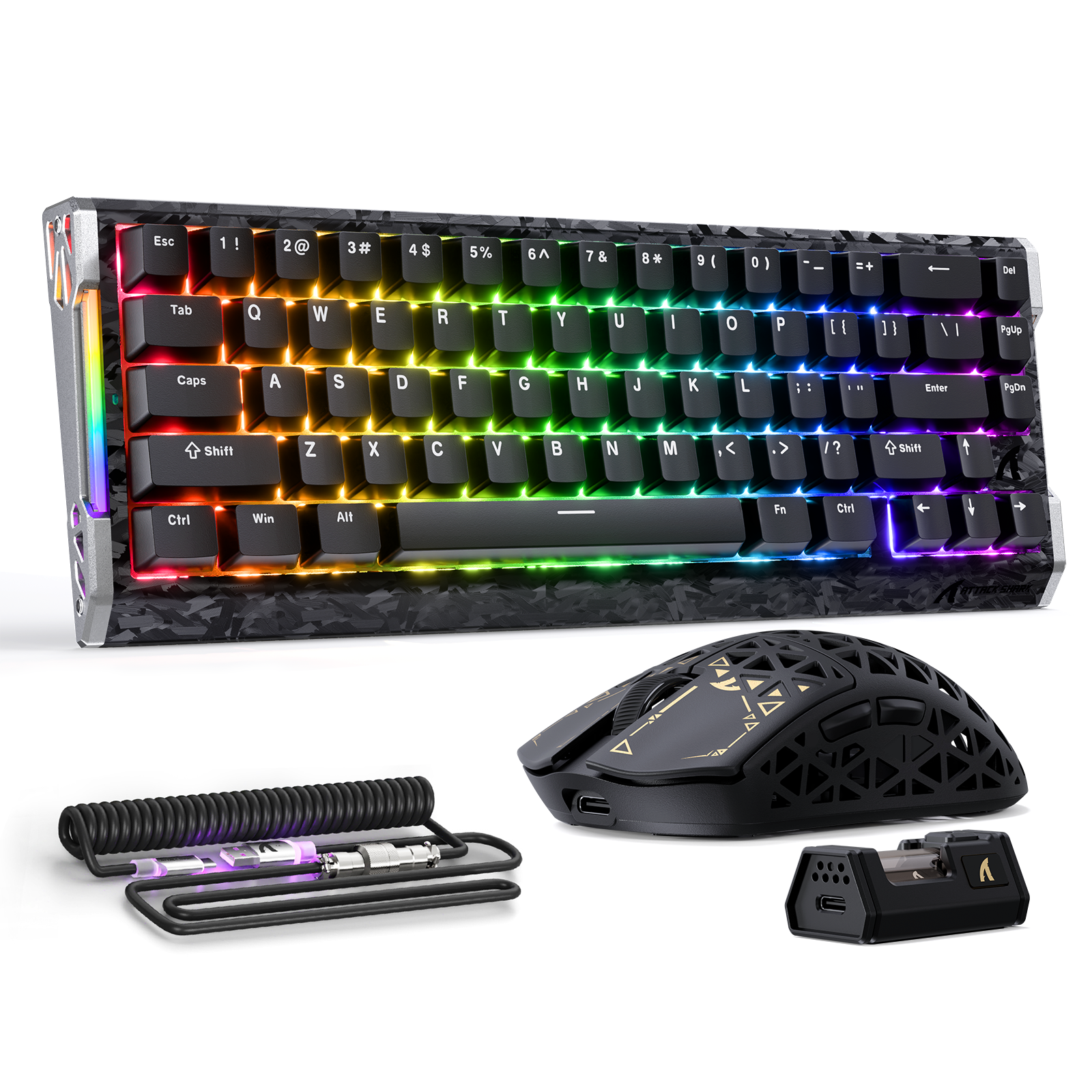 ATTACK SHARK R68 HE & R5 ULTRA Kohlefaser Gaming-Bundle mit C01 ULTRA Spiralkabel