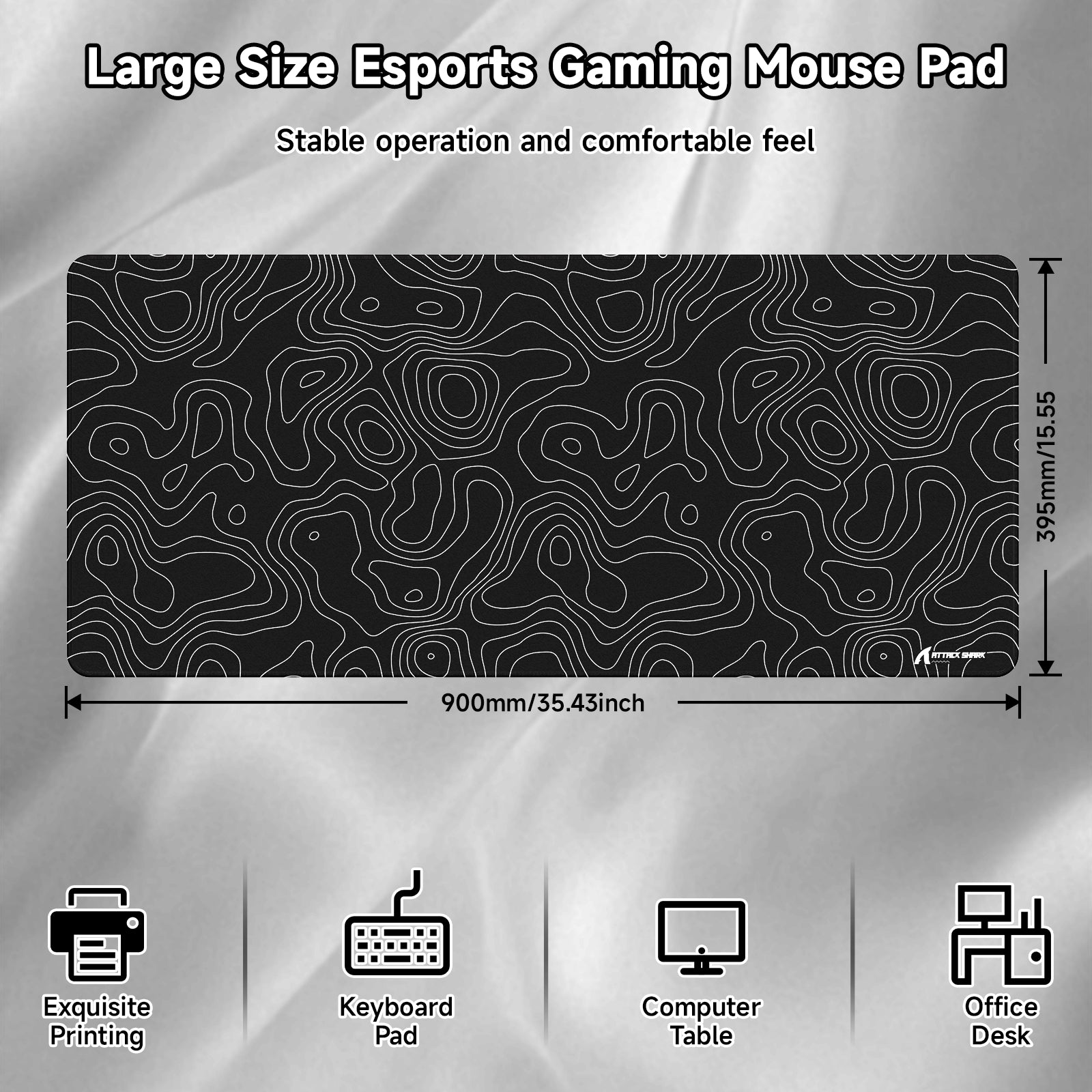 ATTACK SHARK CM02PRO eSport Gaming-Mauspad (900x400x4 MM)