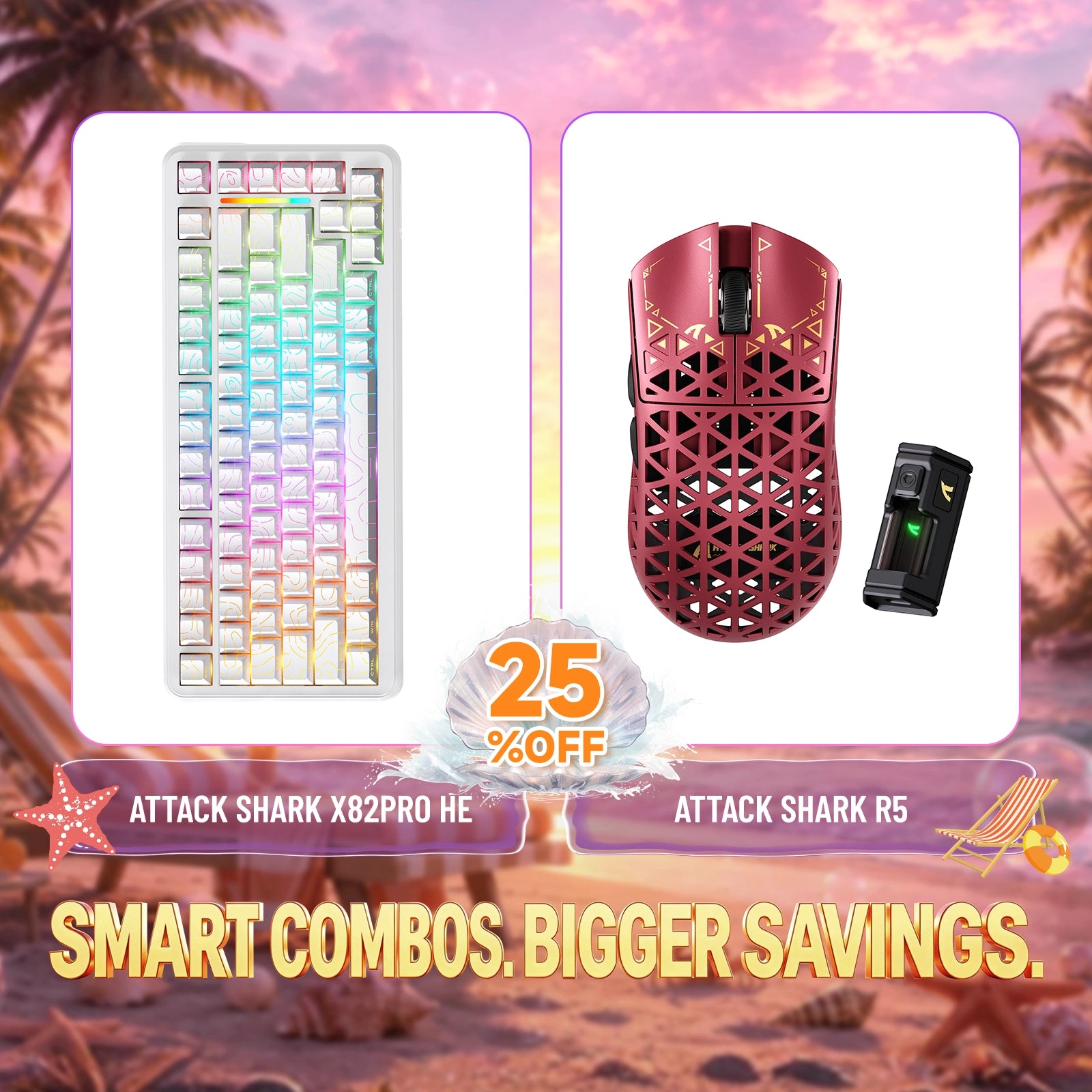 ATTACK SHARK X82PRO HE Rapid Trigger Tastatur + R5 Carbonfaser Kabellose Gaming-Maus Bundle