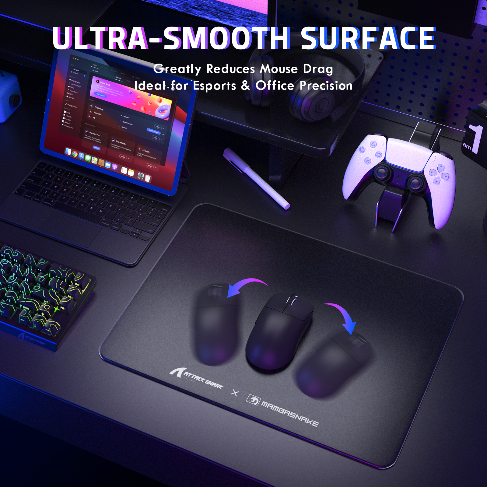 ATTACK SHARK CM05 Gehärtete Glas Gaming-Mausmatte