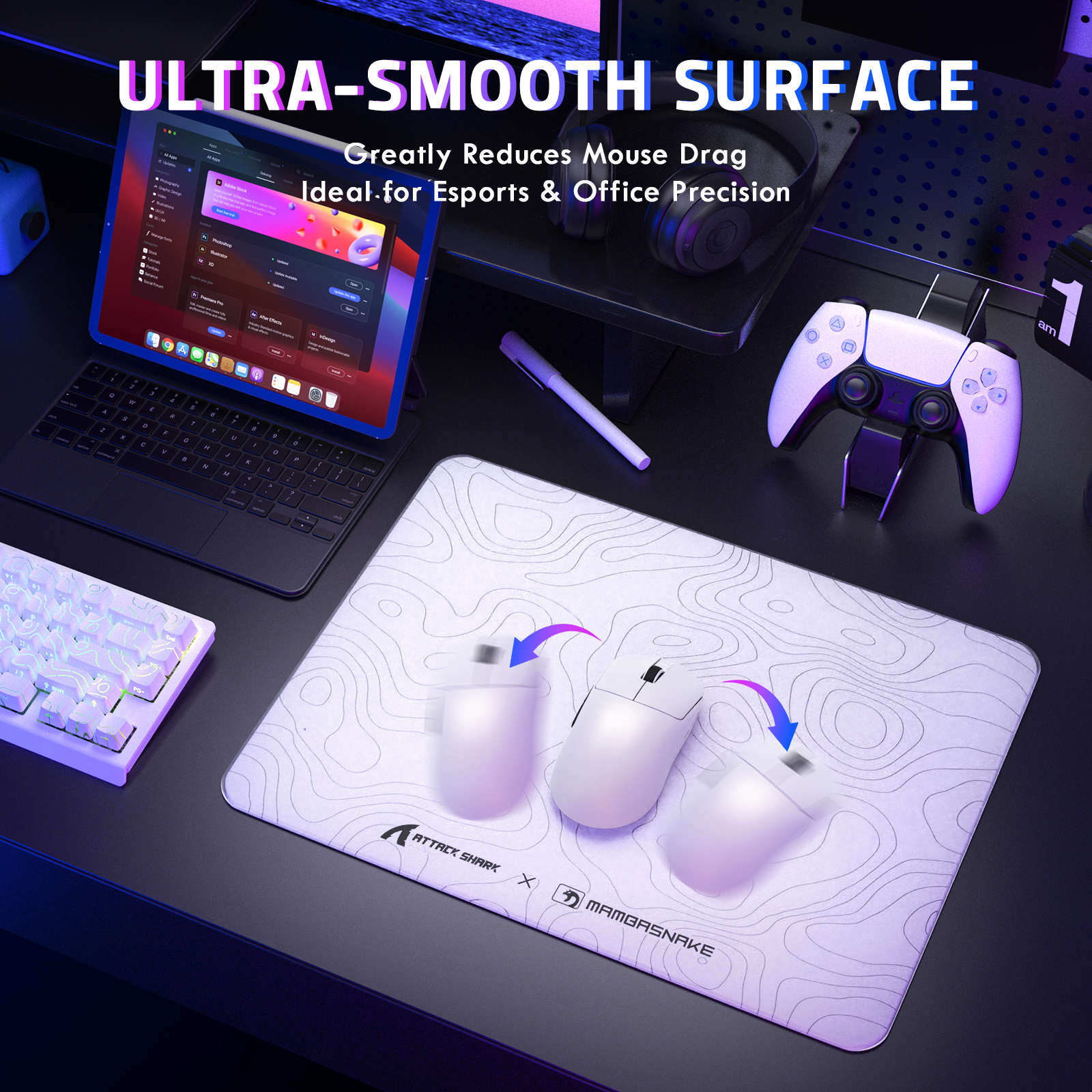ATTACK SHARK CM05 Gehärtete Glas Gaming-Mausmatte
