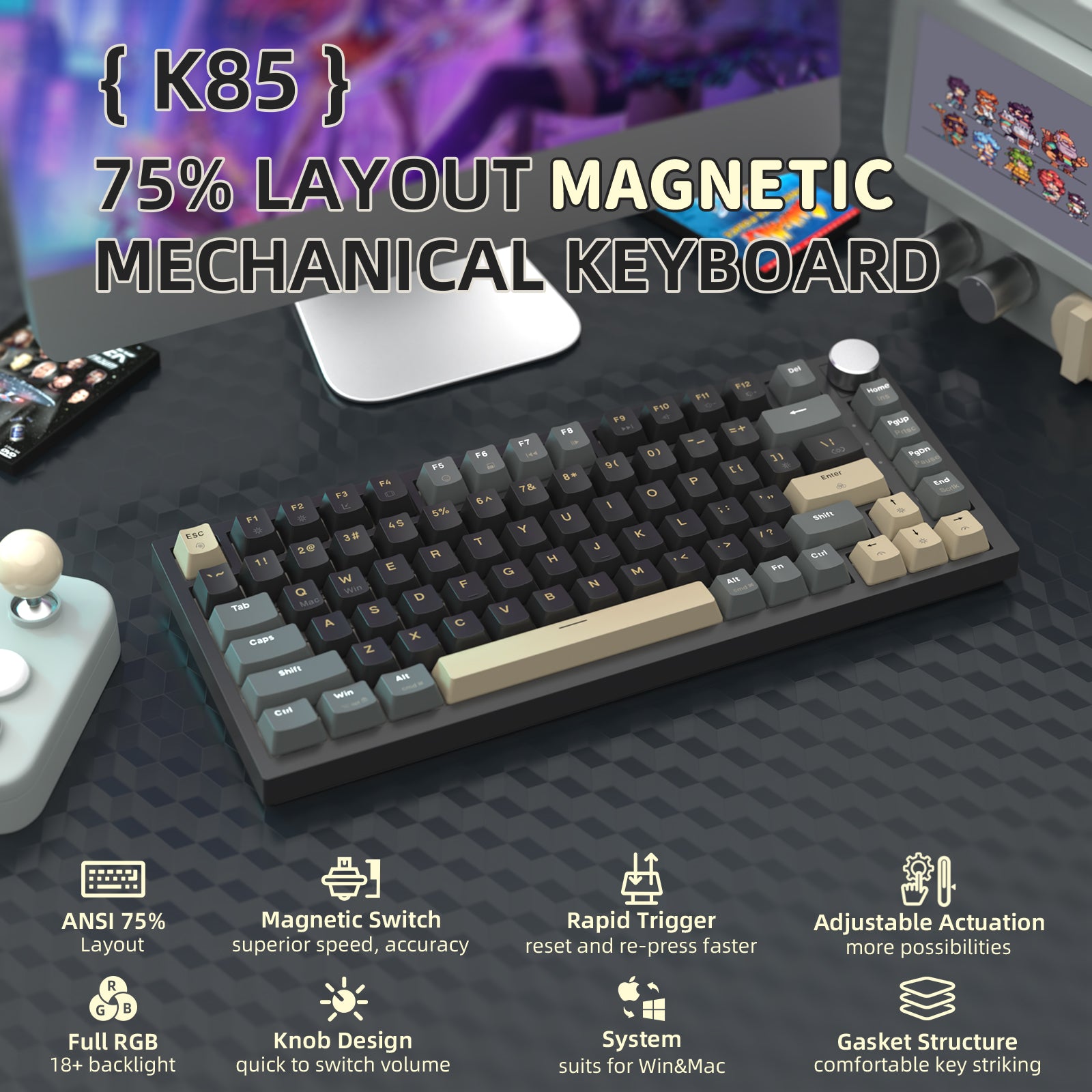 ATTACK SHARK K85 Rapid Trigger-Tastatur mit Magnetschalter 