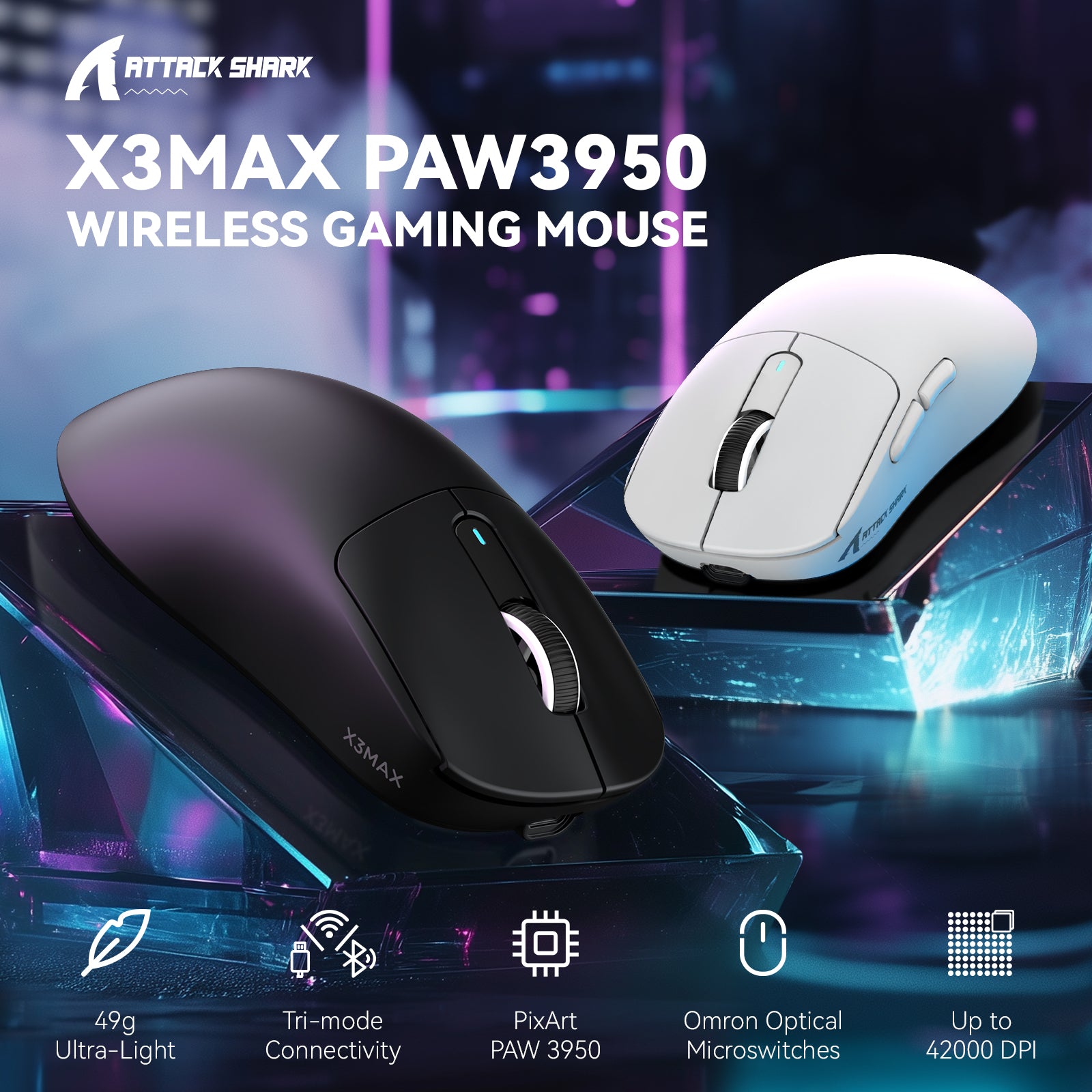 ATTACK SHARK X3MAX PAW3950 Kabellose Gaming-Maus