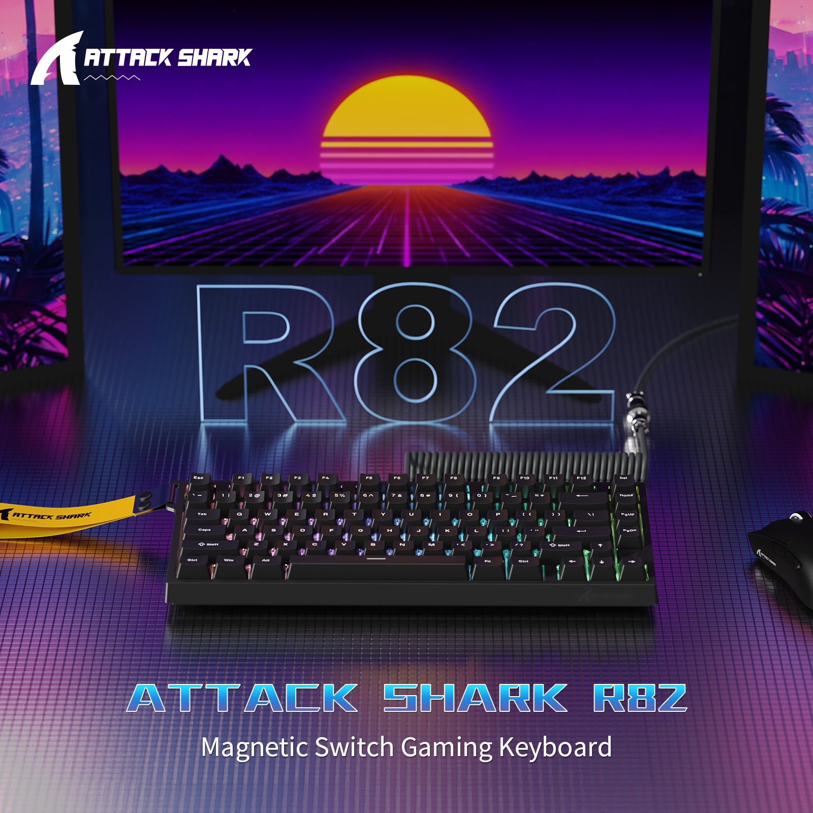 ATTACK SHARK R82 HE Kabelgebundene 75% Gaming-Tastatur mit C01ULTRA LED-Kabel