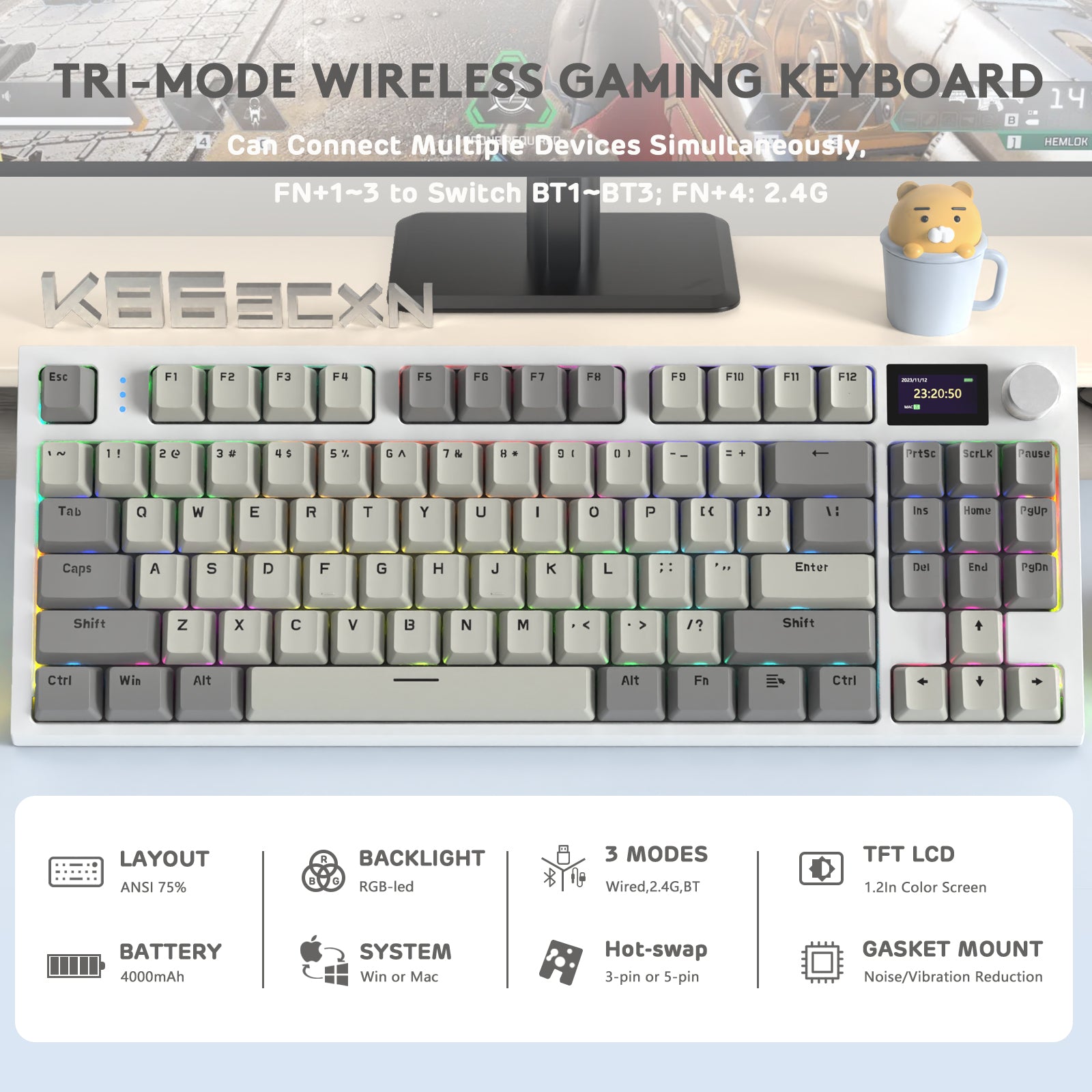 ATTACK SHARK K86PRO Kabellose mechanische Tastatur 