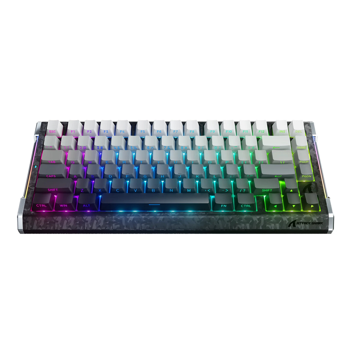 ATTACK SHARK R86 HE Carbonfaser-Gaming-Tastatur mit magnetischen Schaltern, Rapid Trigger, Kabelanschluss und C01 ULTRA RGB-Spiralkabel