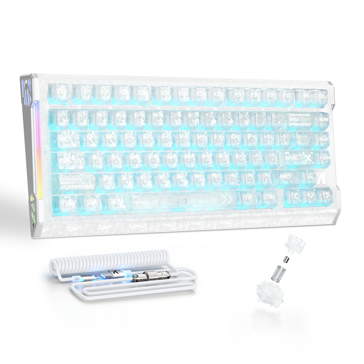ATTACK SHARK R86 HE Carbonfaser-Gaming-Tastatur mit magnetischen Schaltern, Rapid Trigger, Kabelanschluss und C01 ULTRA RGB-Spiralkabel