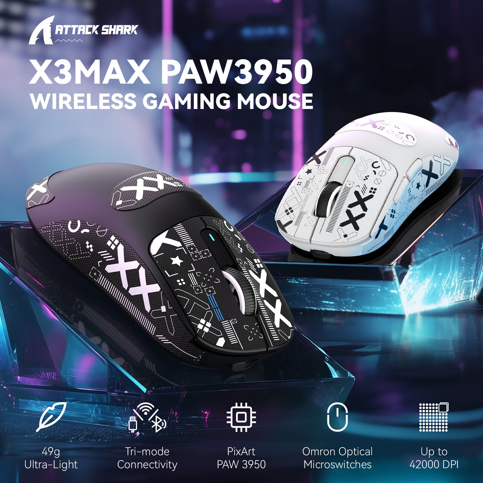 ATTACK SHARK X3MAX PAW3950 Kabellose Gaming-Maus