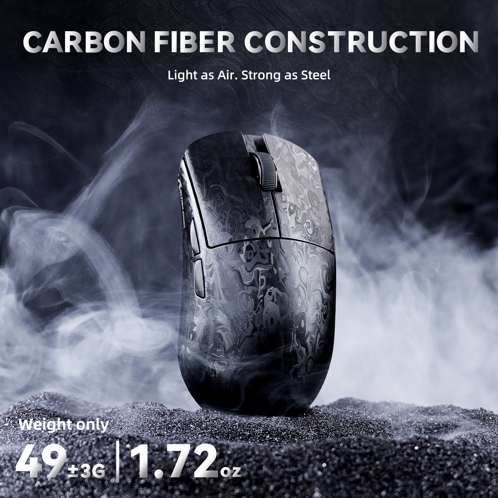 ATTACK SHARK R11 ULTRA Carbon Fiber Wireless 8K PAW3950MAX Gaming-Maus mit C06 Ultra LED-Kabel