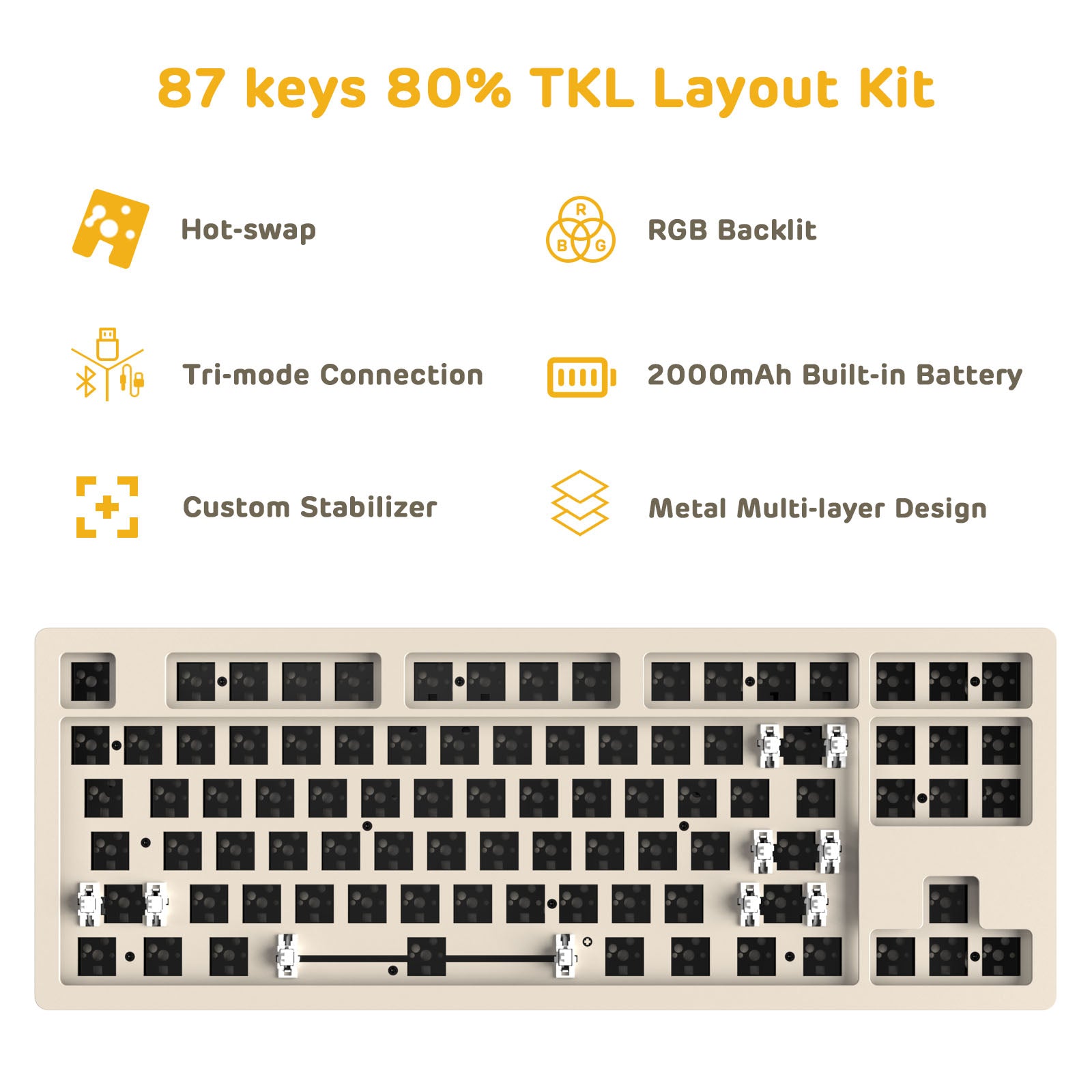 ATTACK SHARK x AJAZZ AKC087 Mehrschichtige mechanische Tastatur aus CNC-Aluminium 