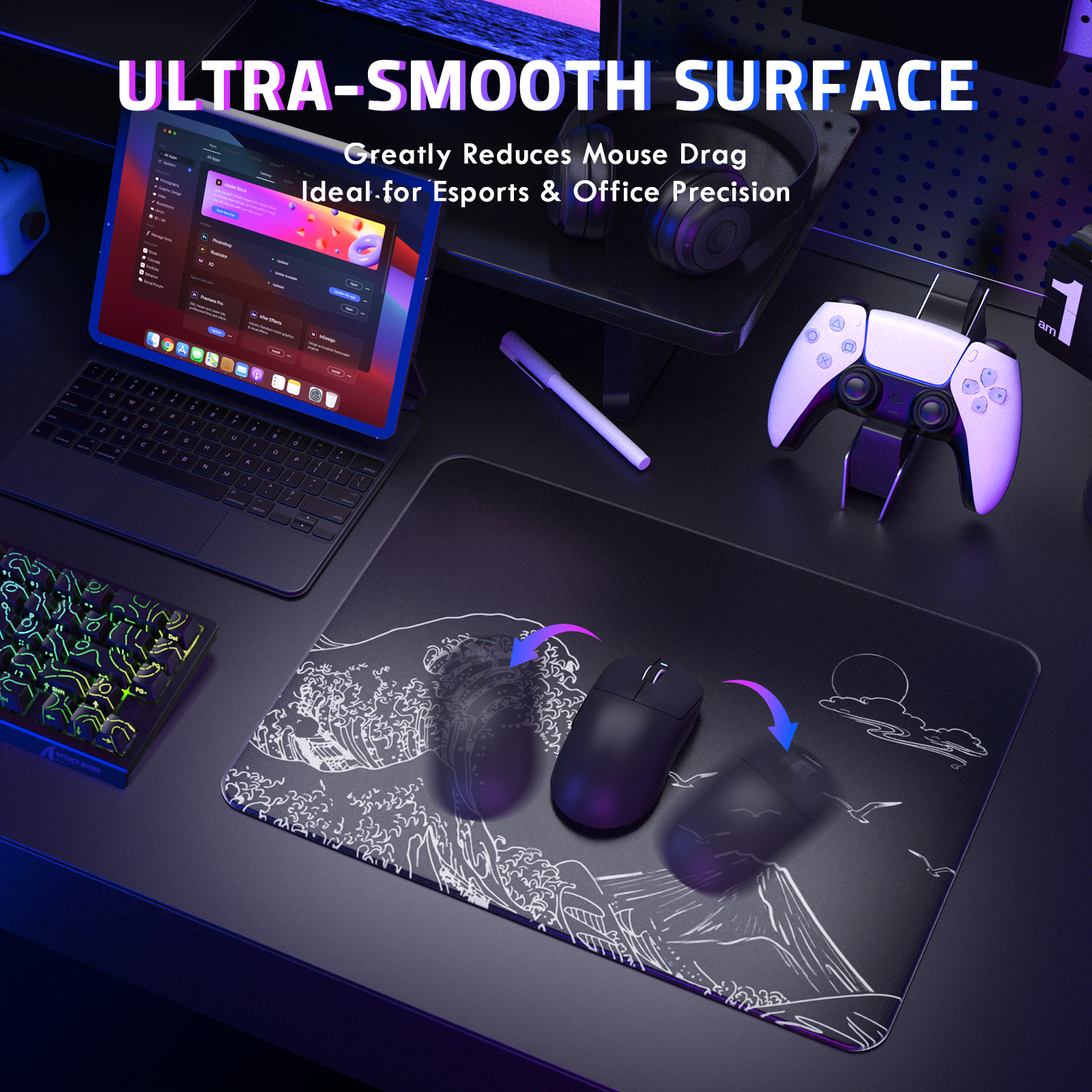 ATTACK SHARK CM05 Gehärtete Glas Gaming-Mausmatte