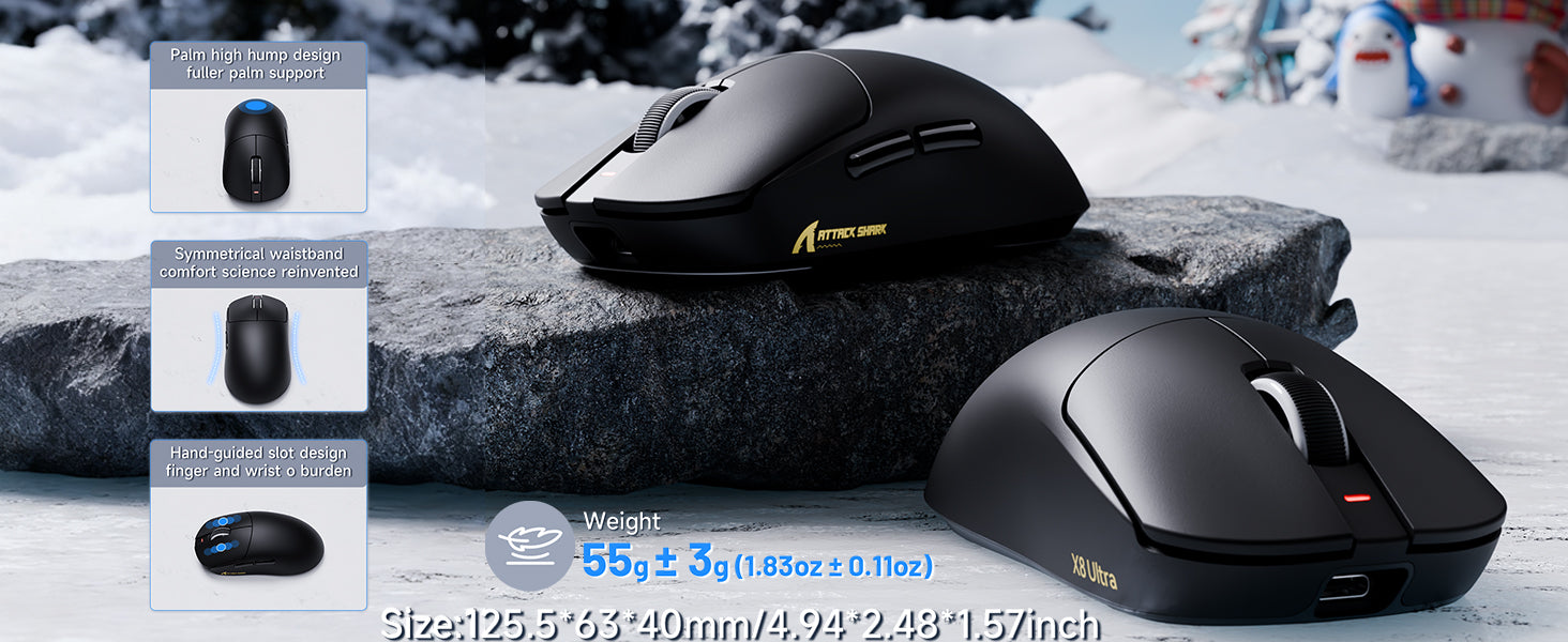 ATTACK SHARK X8 Ultra 8KHz Kabellose Gaming-Maus mit C06 Ultra Kabel