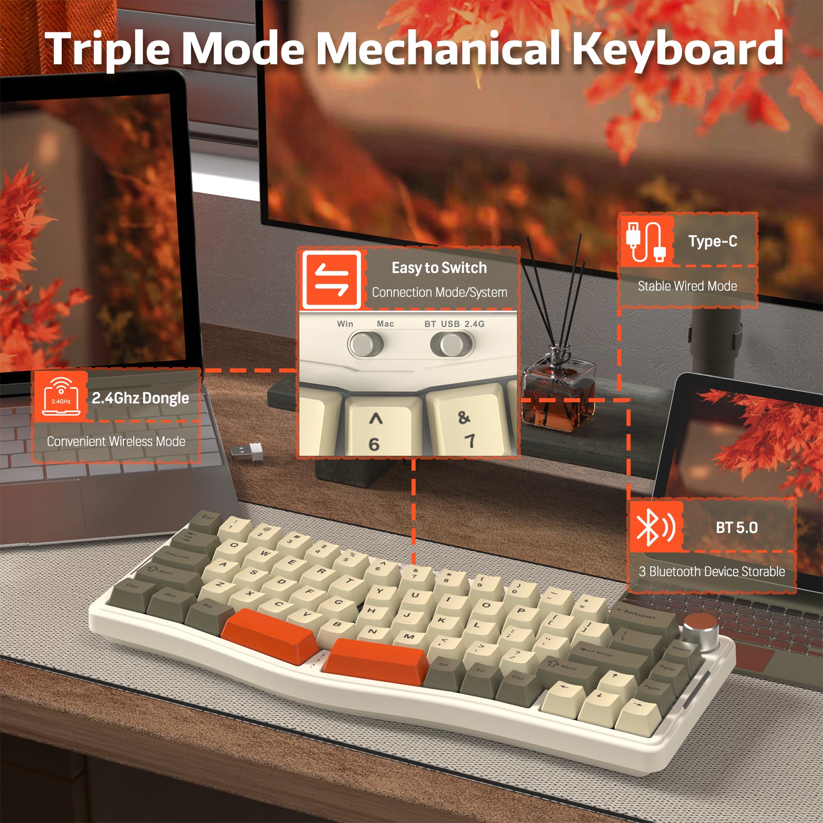 ATTACK SHARK x AJAZZ AKS068 PRO Alice Kabellose mechanische Tastatur 