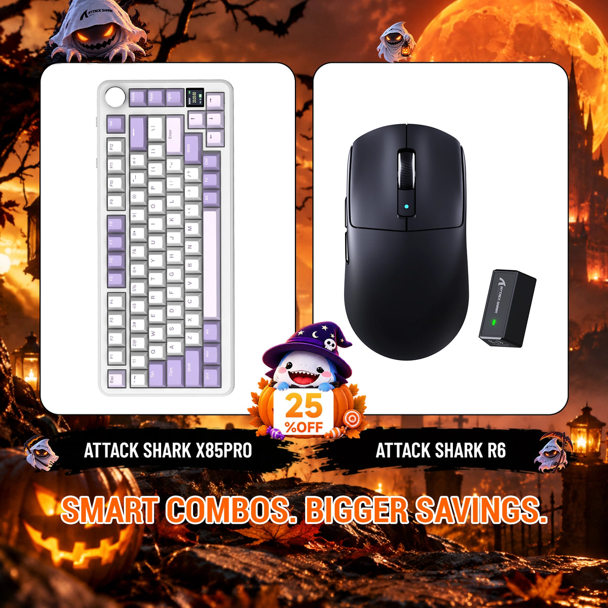 ATTACK SHARK X85 PRO Tri-Mode-Gasket-Mechaniktastatur + R6 kabelloses Gaming-Maus-Bundle