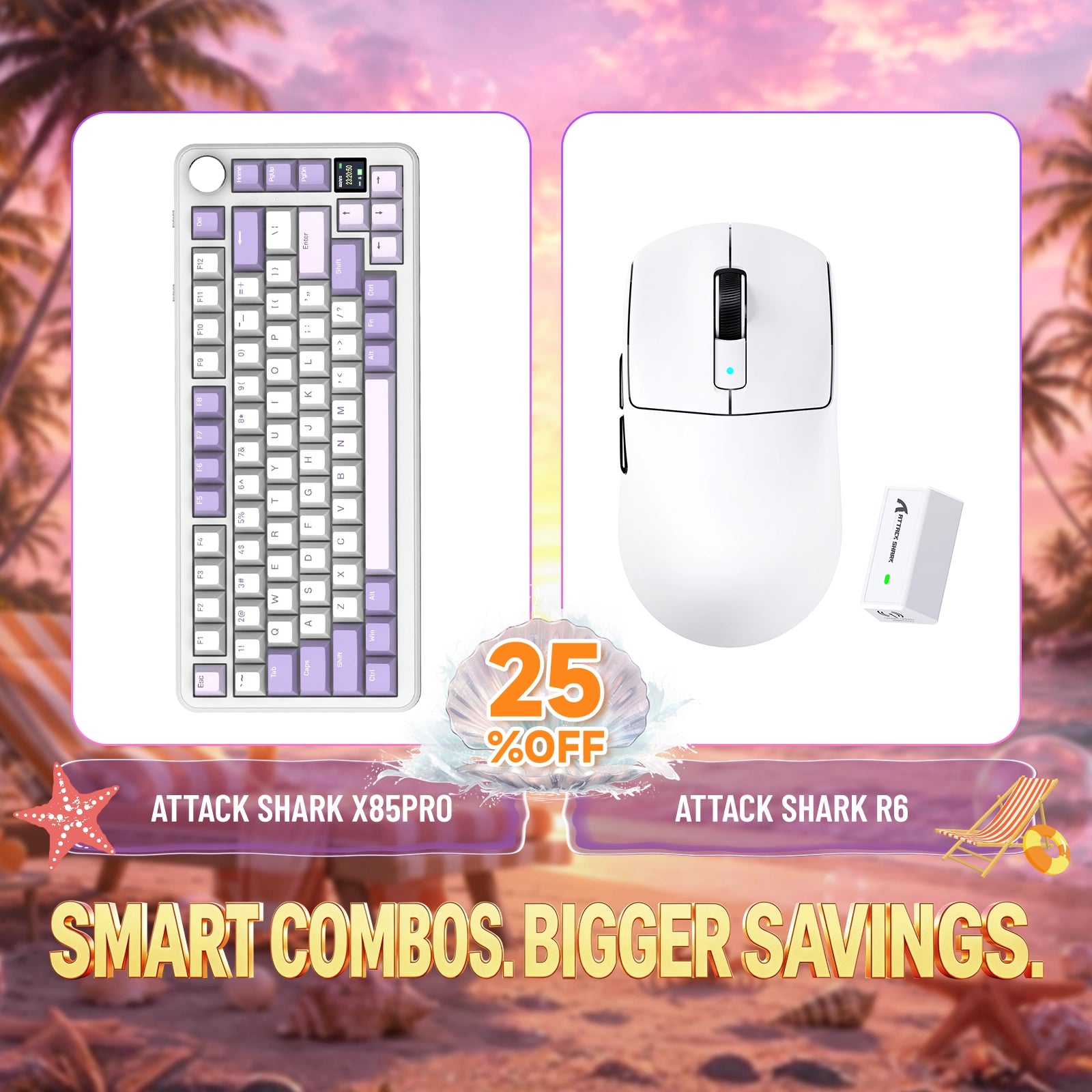 ATTACK SHARK X85PRO Tri-Modus Dichtung Mechanische Tastatur + R6 Kabellose Gaming-Maus Bundle