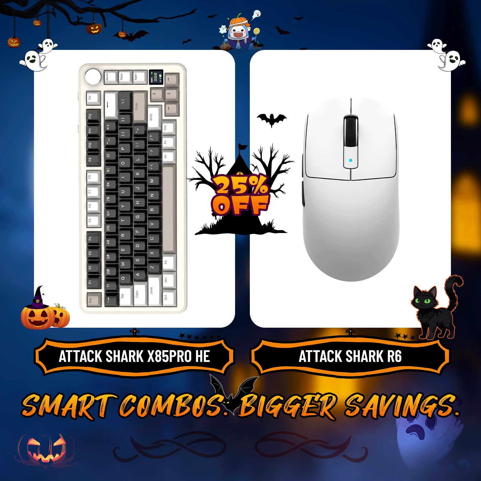 ATTACK SHARK X85PRO Tri-mode Gasket Mechanical Keyboard + R6 Wireless Gaming Mouse Bundle
