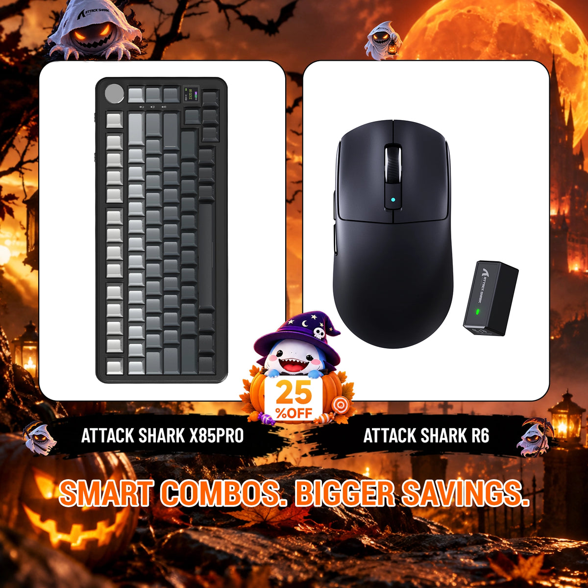 ATTACK SHARK X85 PRO Tri-Mode-Gasket-Mechaniktastatur + R6 kabelloses Gaming-Maus-Bundle