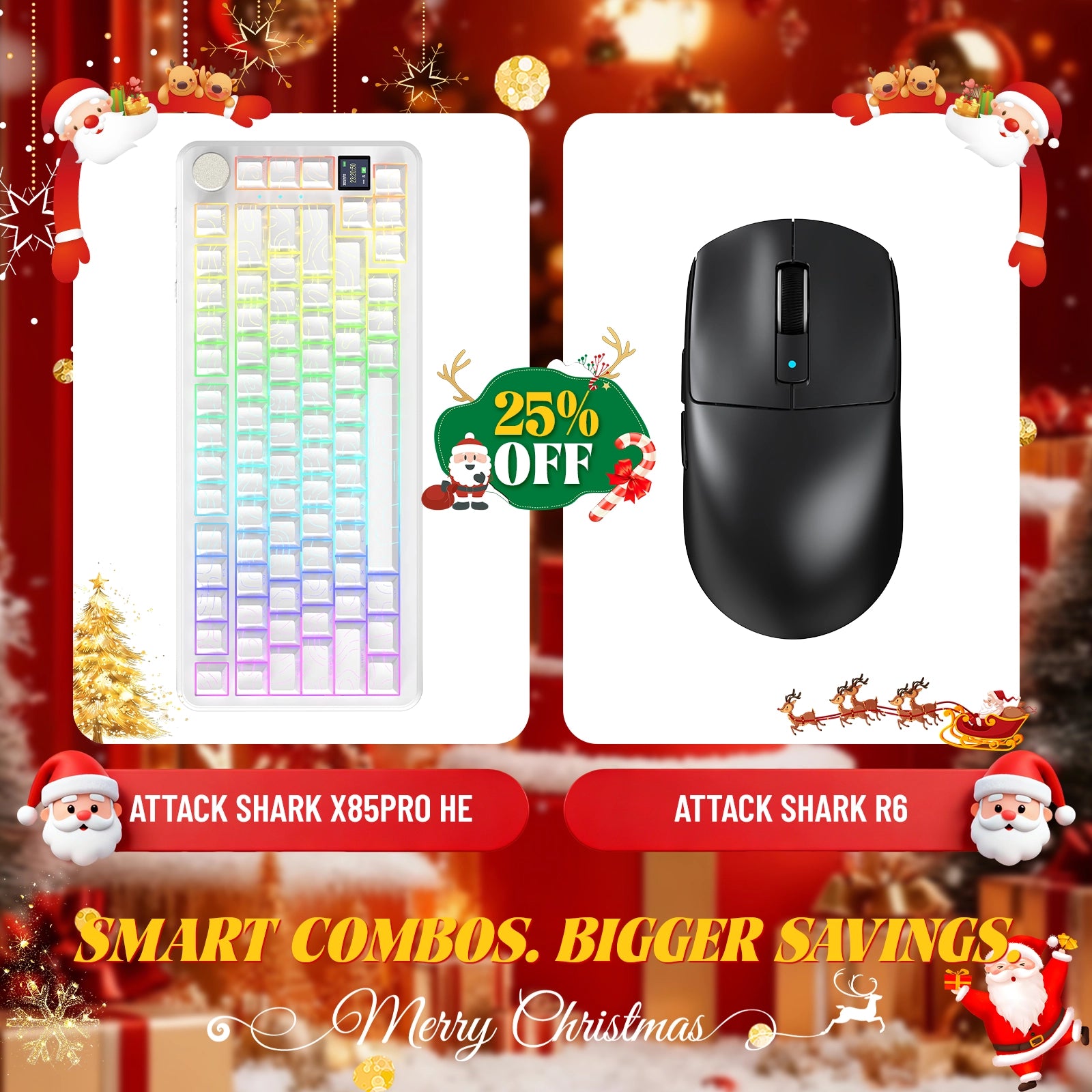 ATTACK SHARK X85PRO Tri-mode Gasket Mechanical Keyboard + R6 Wireless Gaming Mouse Bundle