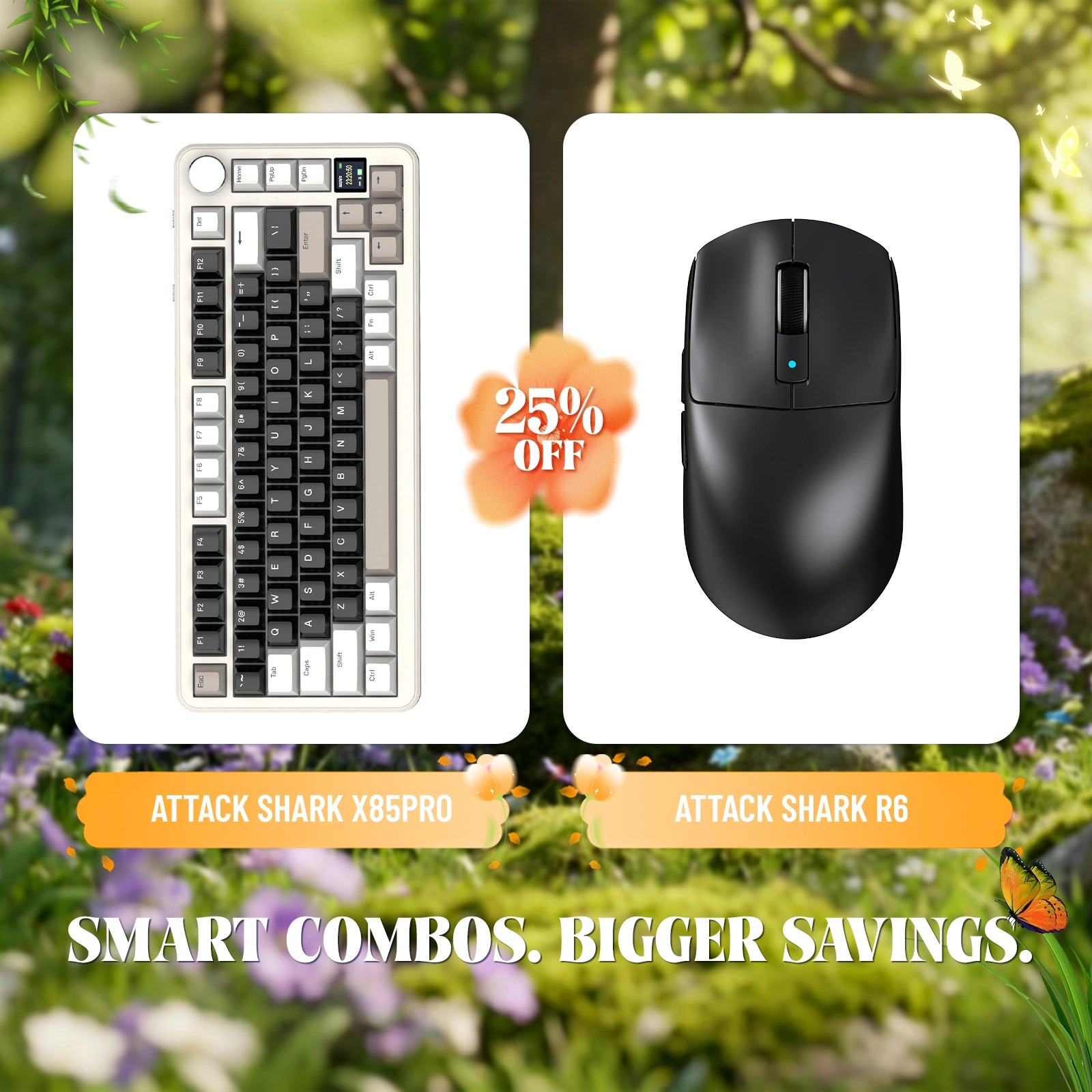 ATTACK SHARK X85PRO Tri-mode Gasket Mechanical Keyboard + R6 Wireless Gaming Mouse Bundle