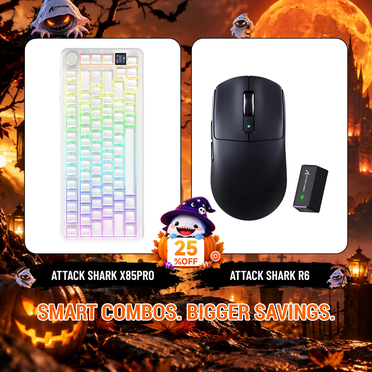 ATTACK SHARK X85 PRO Tri-Mode-Gasket-Mechaniktastatur + R6 kabelloses Gaming-Maus-Bundle