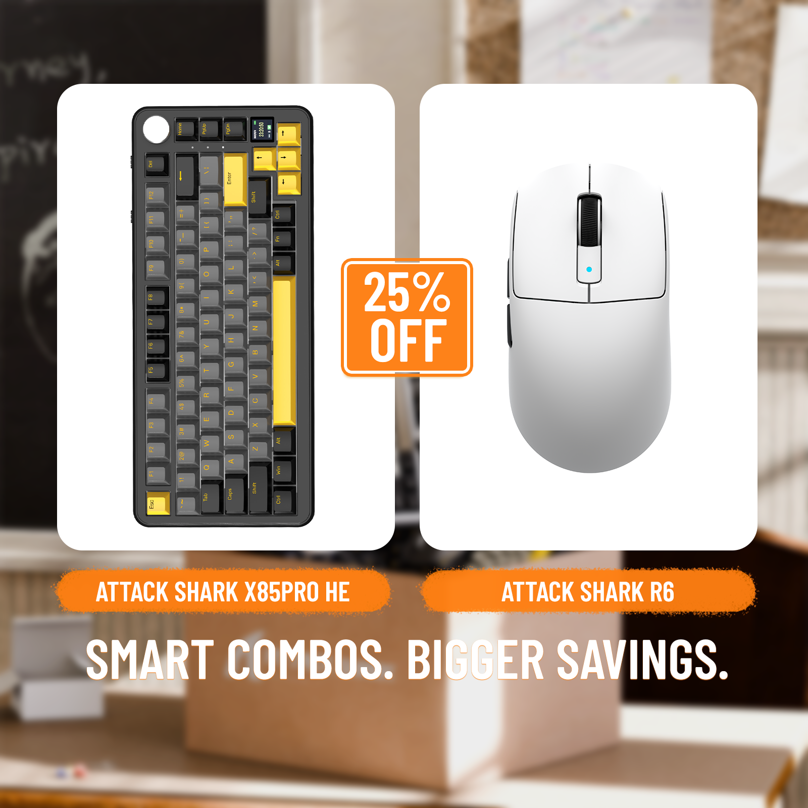 ATTACK SHARK X85PRO Tri-Mode Gasket Mechanische Tastatur + R6 Kabellose Gaming-Maus im Bundle