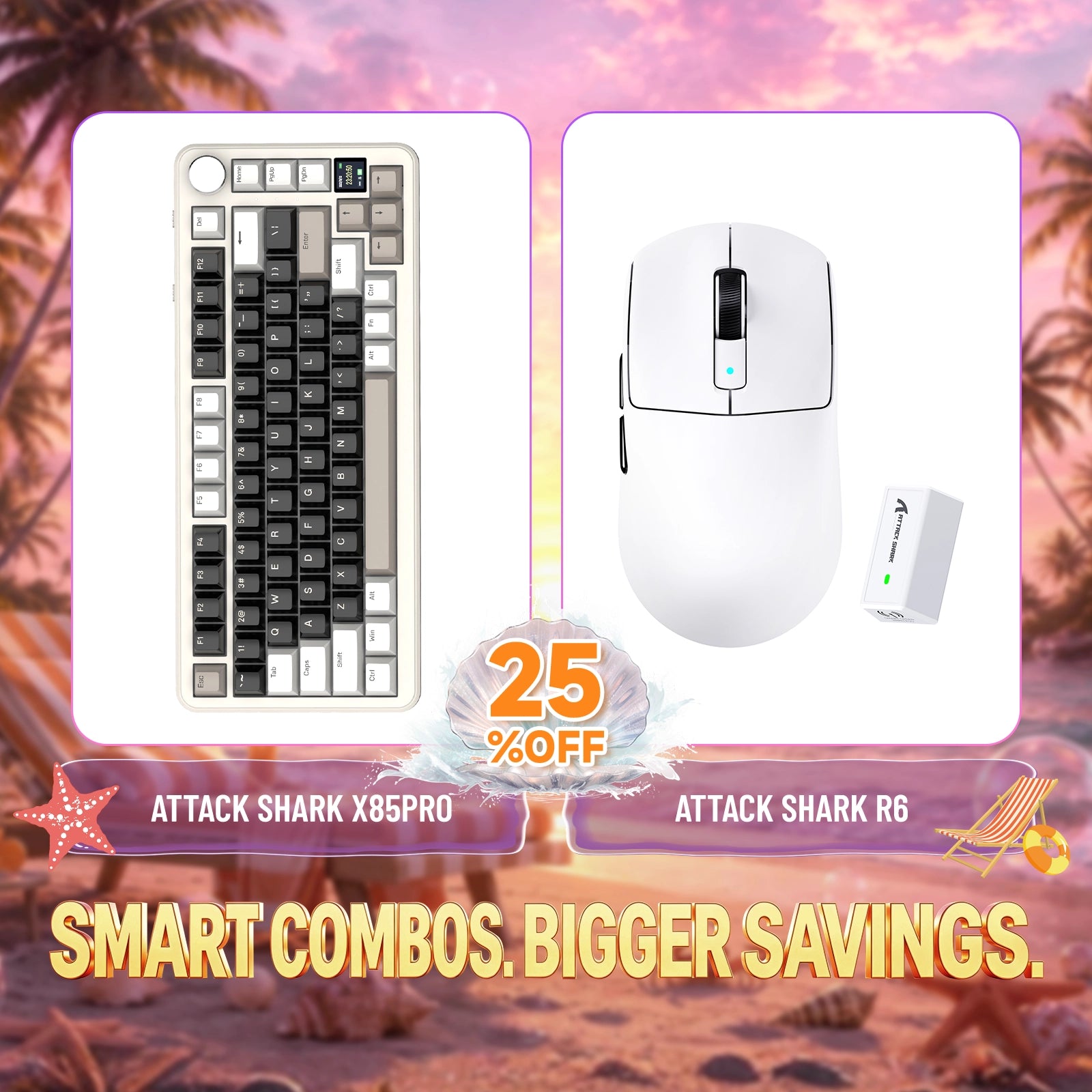 ATTACK SHARK X85PRO Tri-Modus Dichtung Mechanische Tastatur + R6 Kabellose Gaming-Maus Bundle