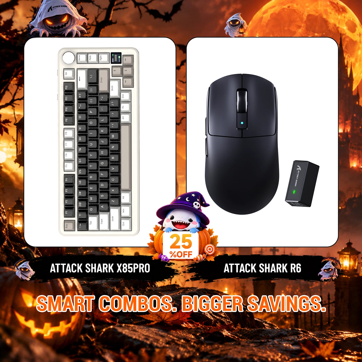 ATTACK SHARK X85 PRO Tri-Mode-Gasket-Mechaniktastatur + R6 kabelloses Gaming-Maus-Bundle