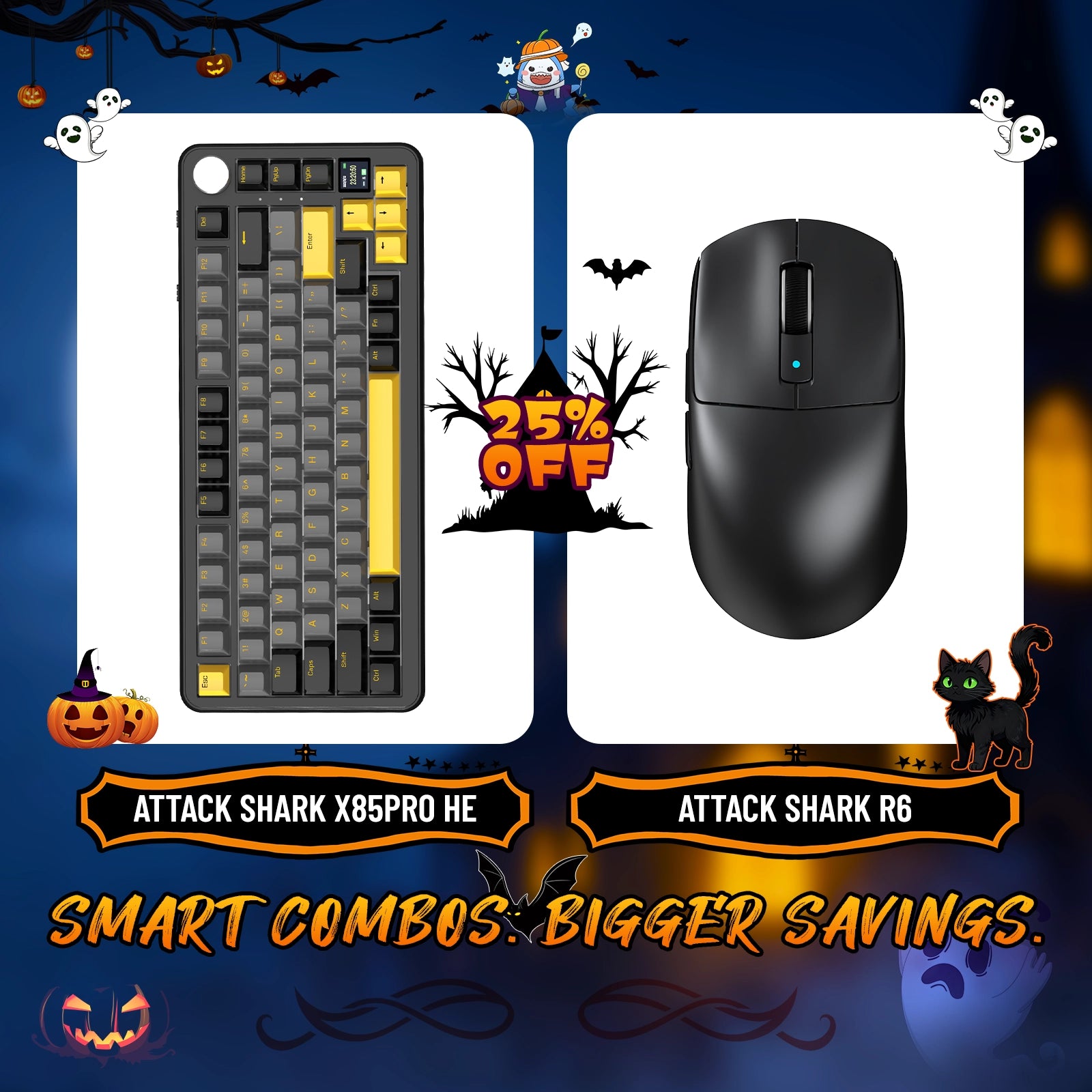 ATTACK SHARK X85PRO Tri-mode Gasket Mechanical Keyboard + R6 Wireless Gaming Mouse Bundle