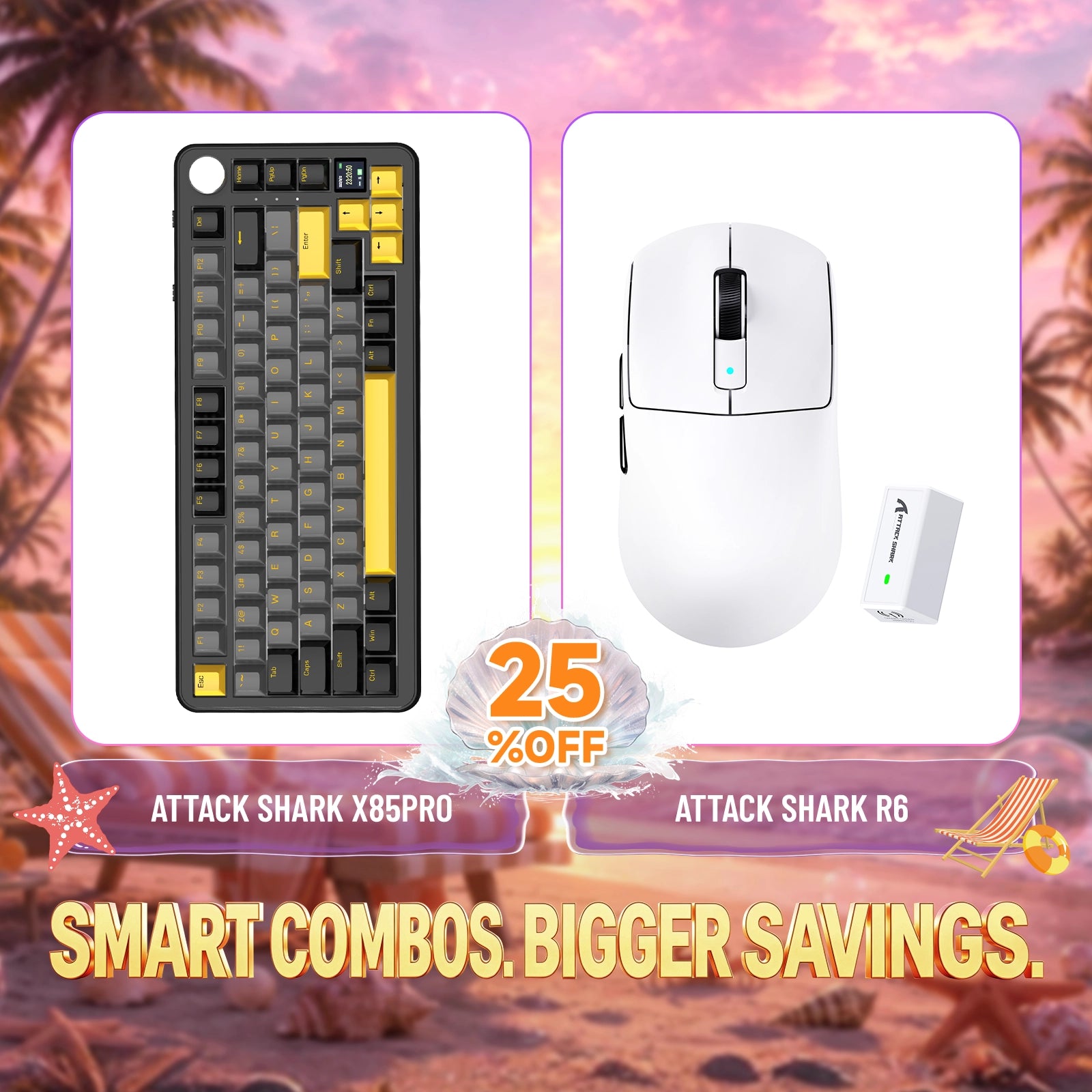 ATTACK SHARK X85PRO Tri-Modus Dichtung Mechanische Tastatur + R6 Kabellose Gaming-Maus Bundle