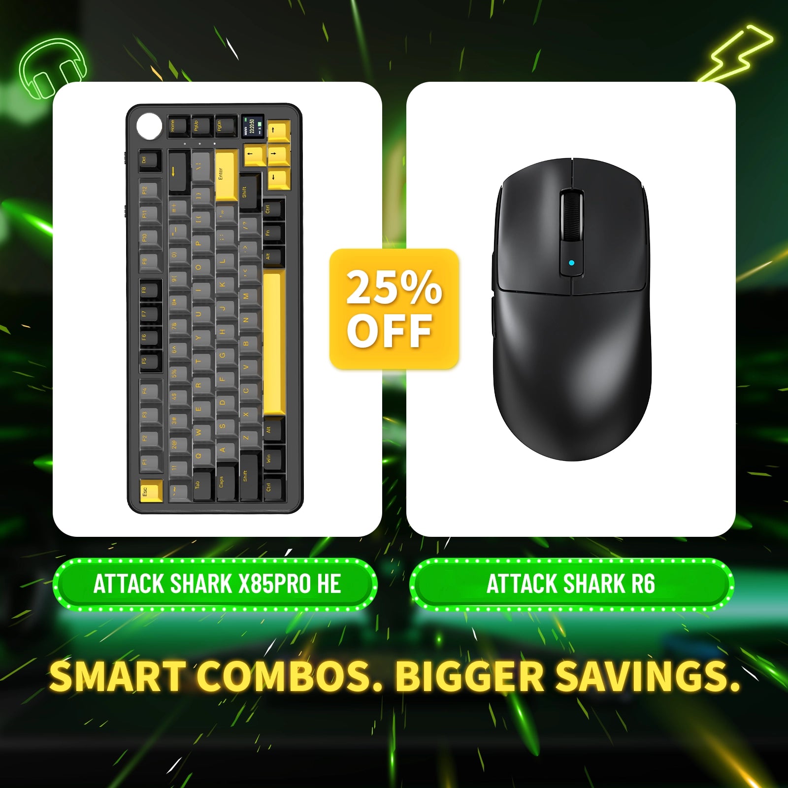 ATTACK SHARK X85PRO Tri-Mode Gasket Mechanische Tastatur + R6 Kabellose Gaming-Maus im Bundle