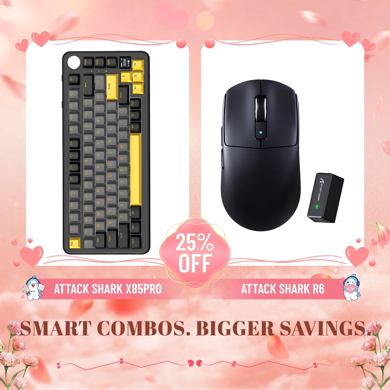 ATTACK SHARK X85PRO Tri-Modus Dichtung Mechanische Tastatur + R6 Kabellose Gaming-Maus Bundle
