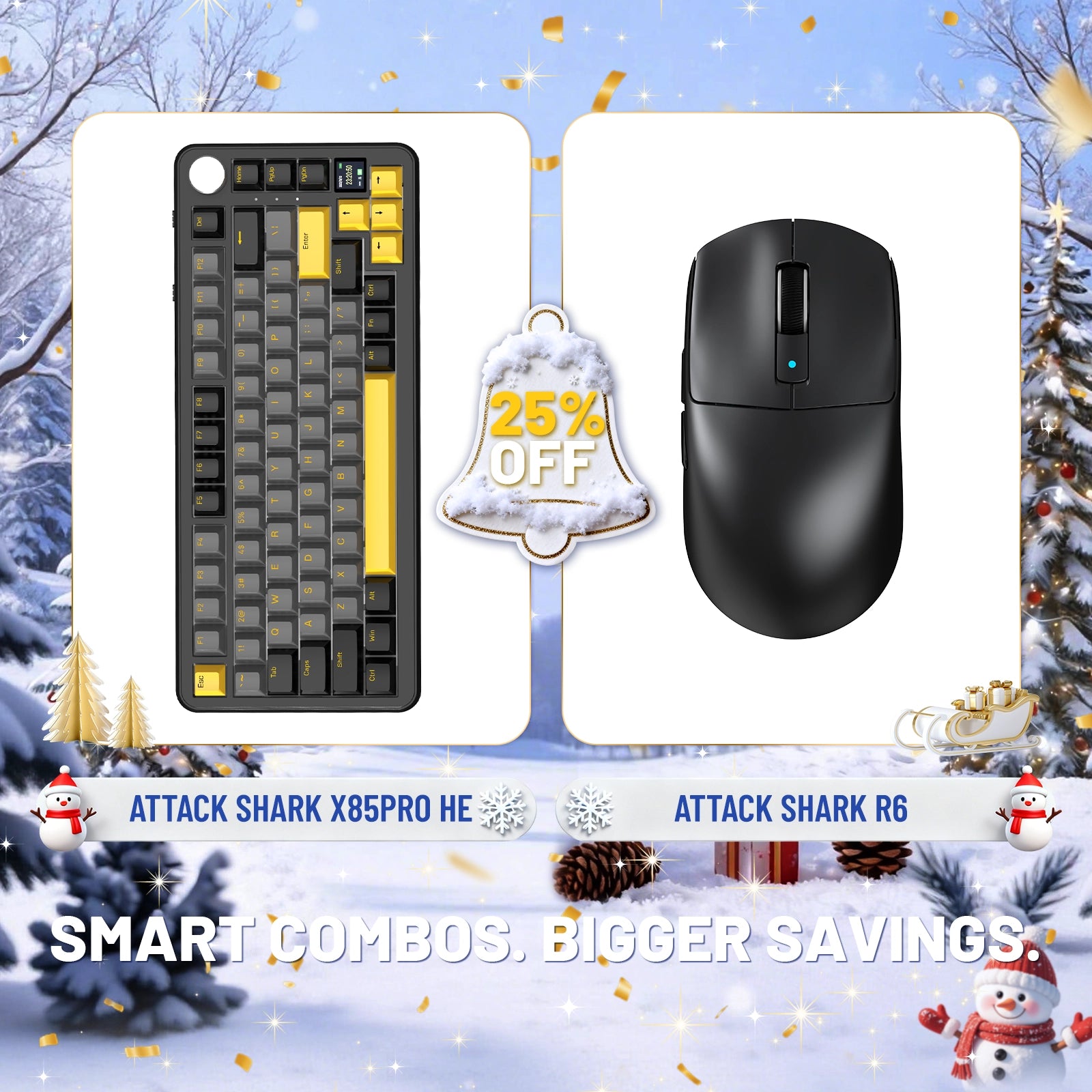 ATTACK SHARK X85PRO Tri-Mode Gasket Mechanische Tastatur + R6 Kabellose Gaming-Maus im Bundle