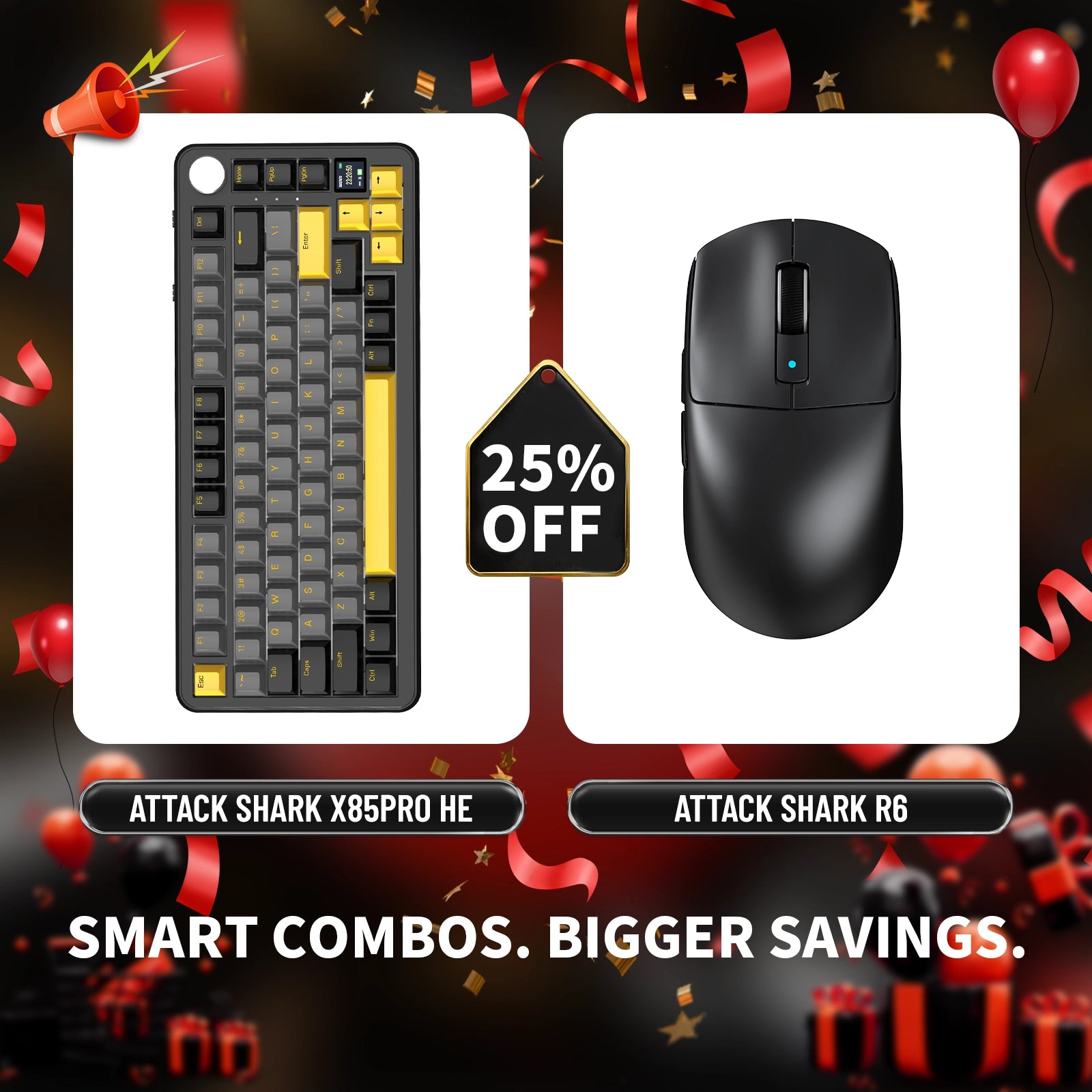 ATTACK SHARK X85PRO Tri-mode Gasket Mechanical Keyboard + R6 Wireless Gaming Mouse Bundle