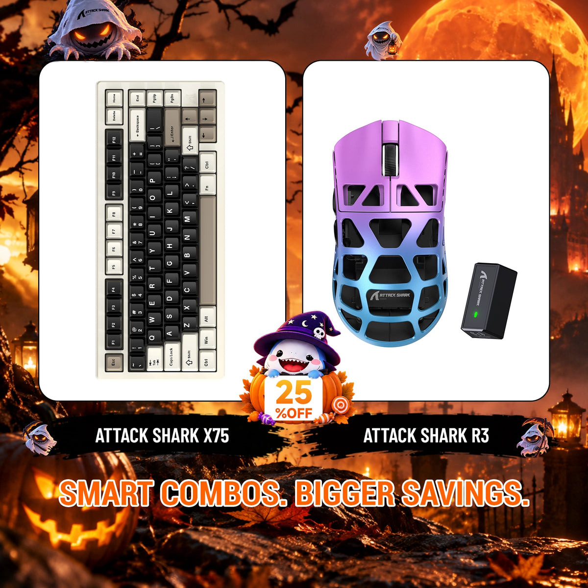 ATTACK SHARK X75 Vollaluminium Tastatur + R3 Magnesiumlegierung Gaming-Maus Bundle