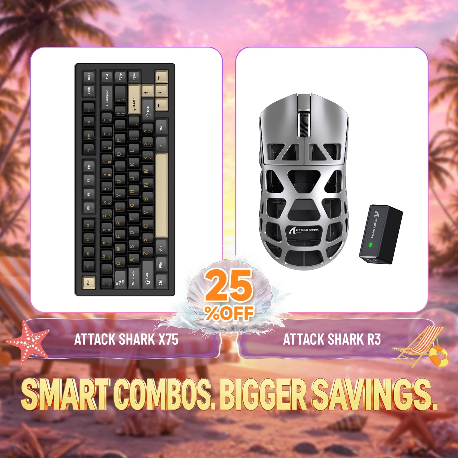 ATTACK SHARK X75 Vollaluminium Tastatur + R3 Magnesiumlegierung Gaming-Maus Bundle