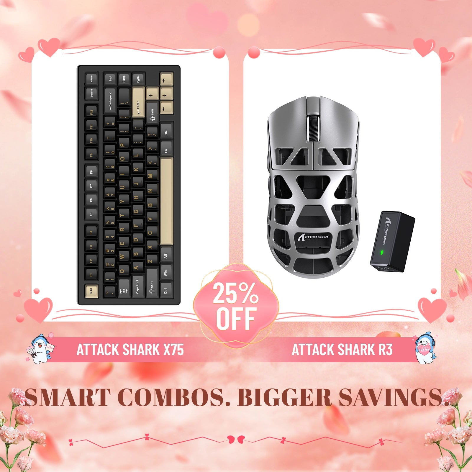 ATTACK SHARK X75 Vollaluminium-Tastatur + R3 Magnesiumlegierung Gaming-Maus Bundle