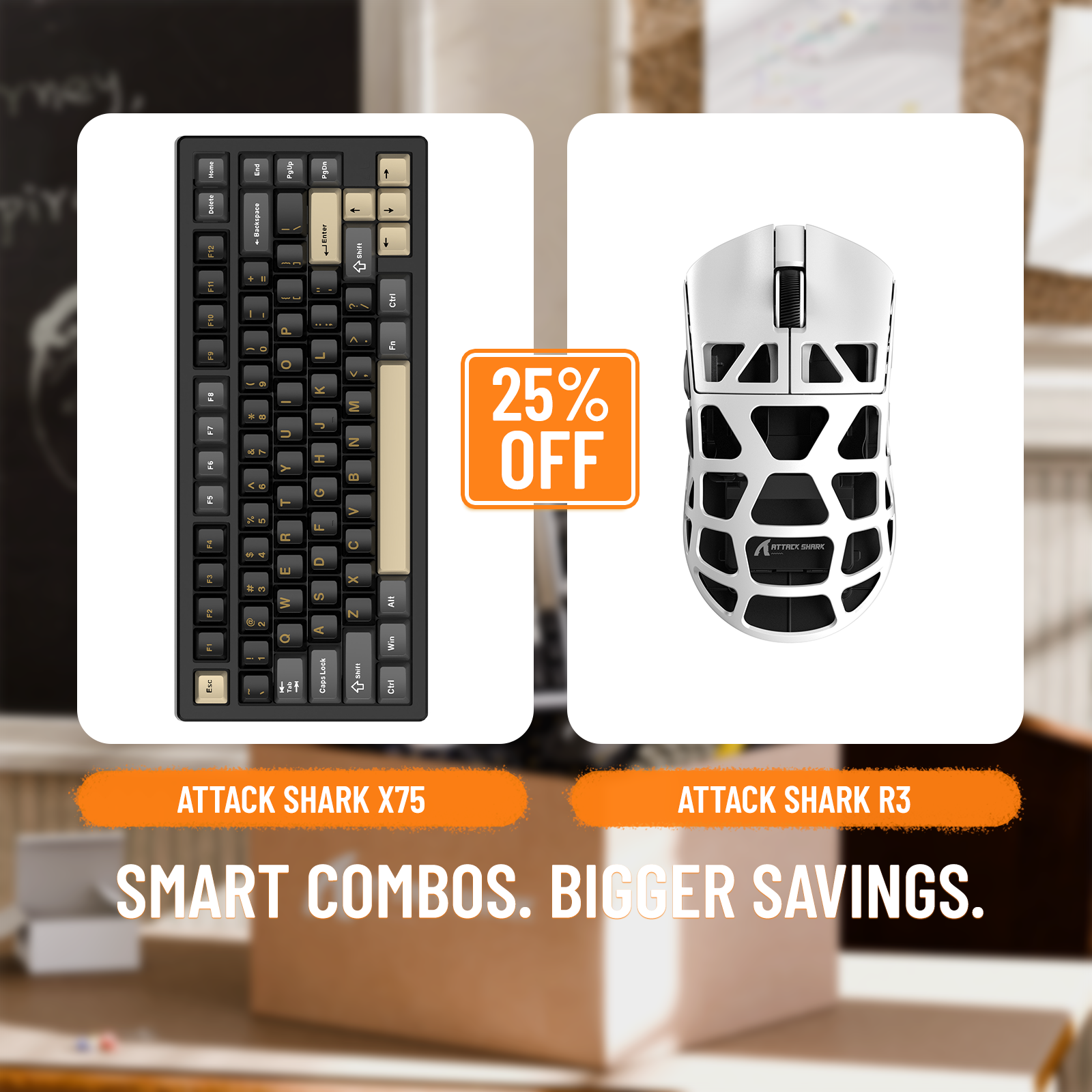 ATTACK SHARK X75 Vollaluminium-Tastatur + R3 Magnesiumlegierung-Gaming-Maus-Paket