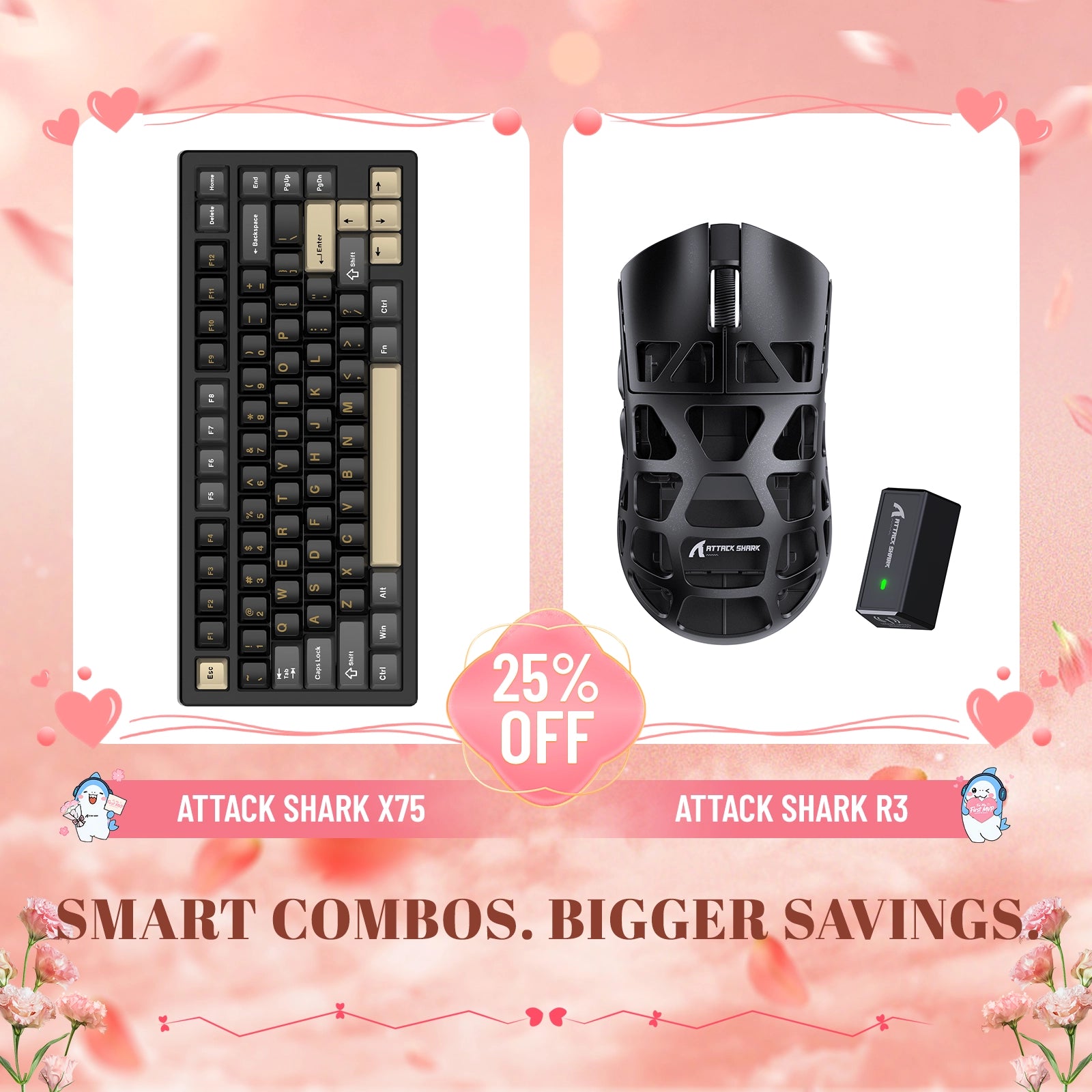 ATTACK SHARK X75 Vollaluminium-Tastatur + R3 Magnesiumlegierung Gaming-Maus Bundle