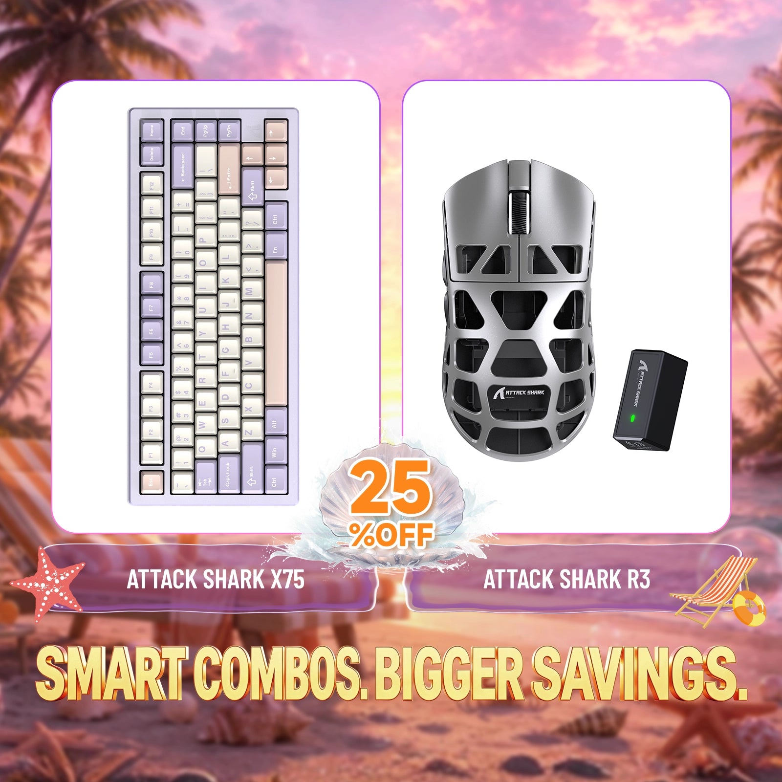 ATTACK SHARK X75 Vollaluminium Tastatur + R3 Magnesiumlegierung Gaming-Maus Bundle