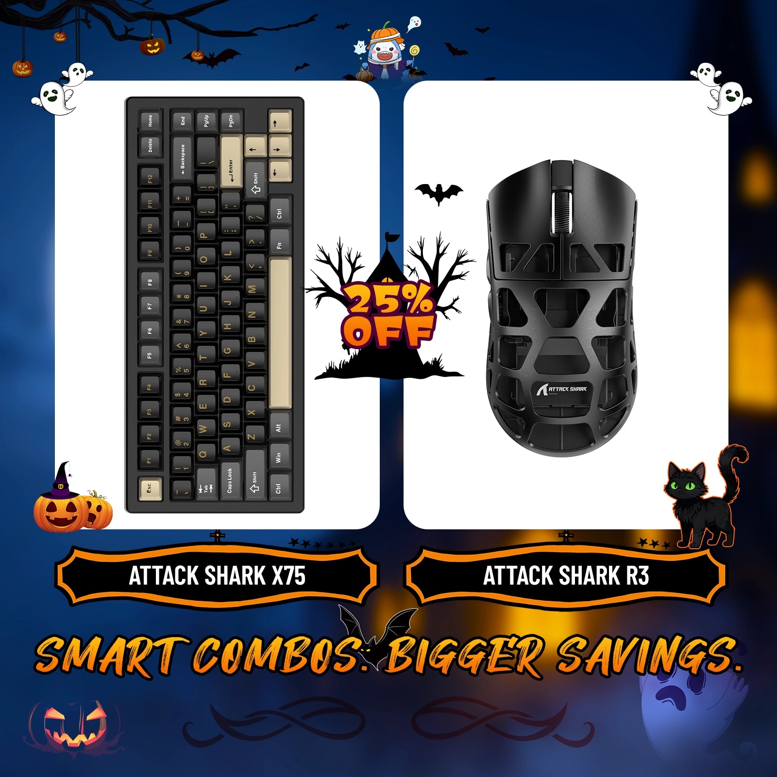 ATTACK SHARK X75 Full Aluminum Keyboard + R3 Magnesium Alloy Gaming Mouse Bundle