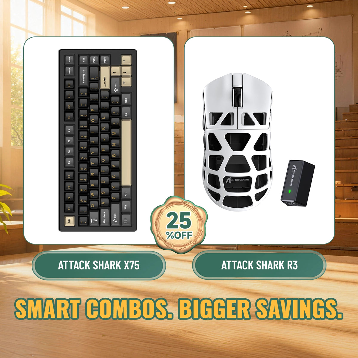 ATTACK SHARK X75 Vollaluminium Tastatur + R3 Magnesiumlegierung Gaming-Maus Bundle