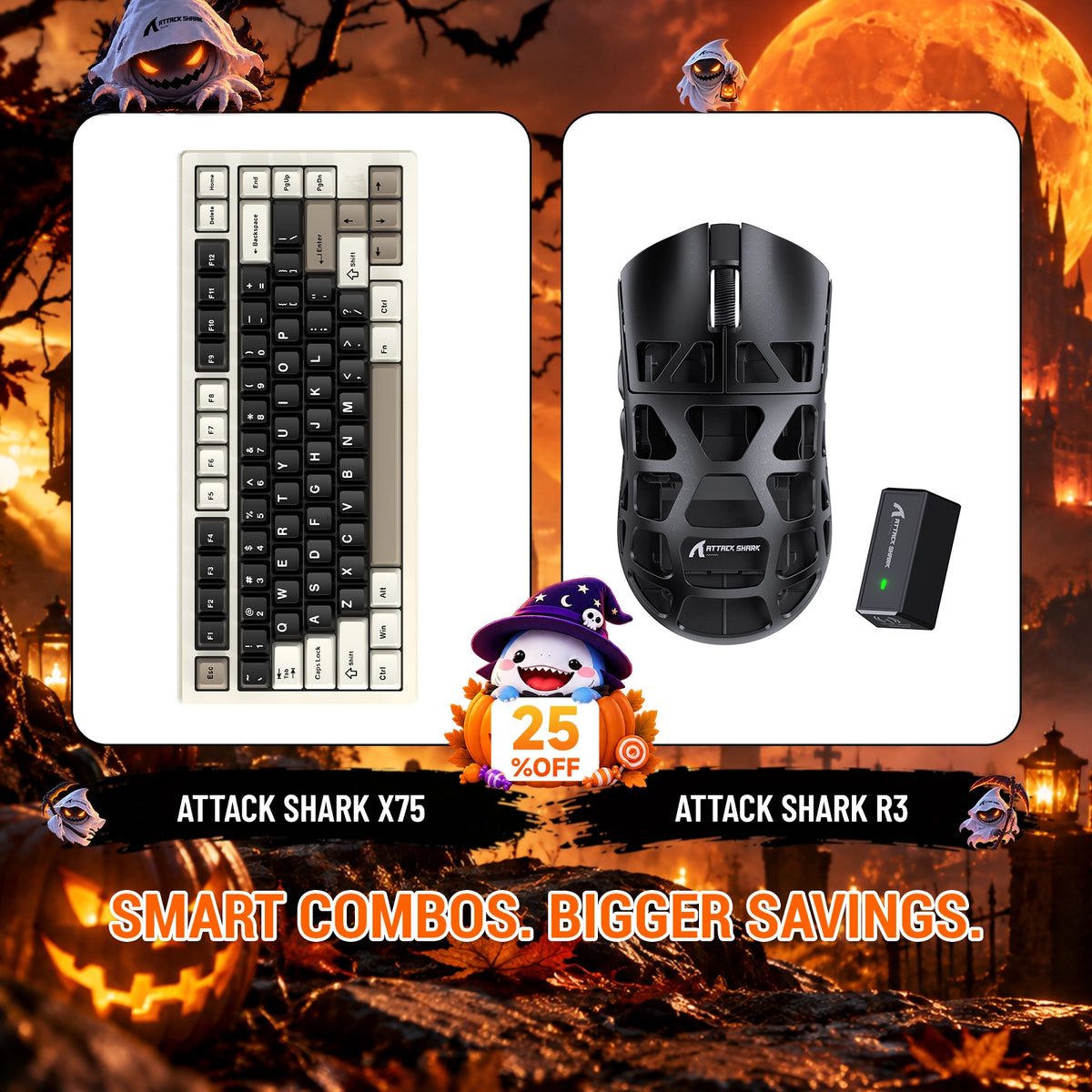 ATTACK SHARK X75 Vollaluminium Tastatur + R3 Magnesiumlegierung Gaming-Maus Bundle