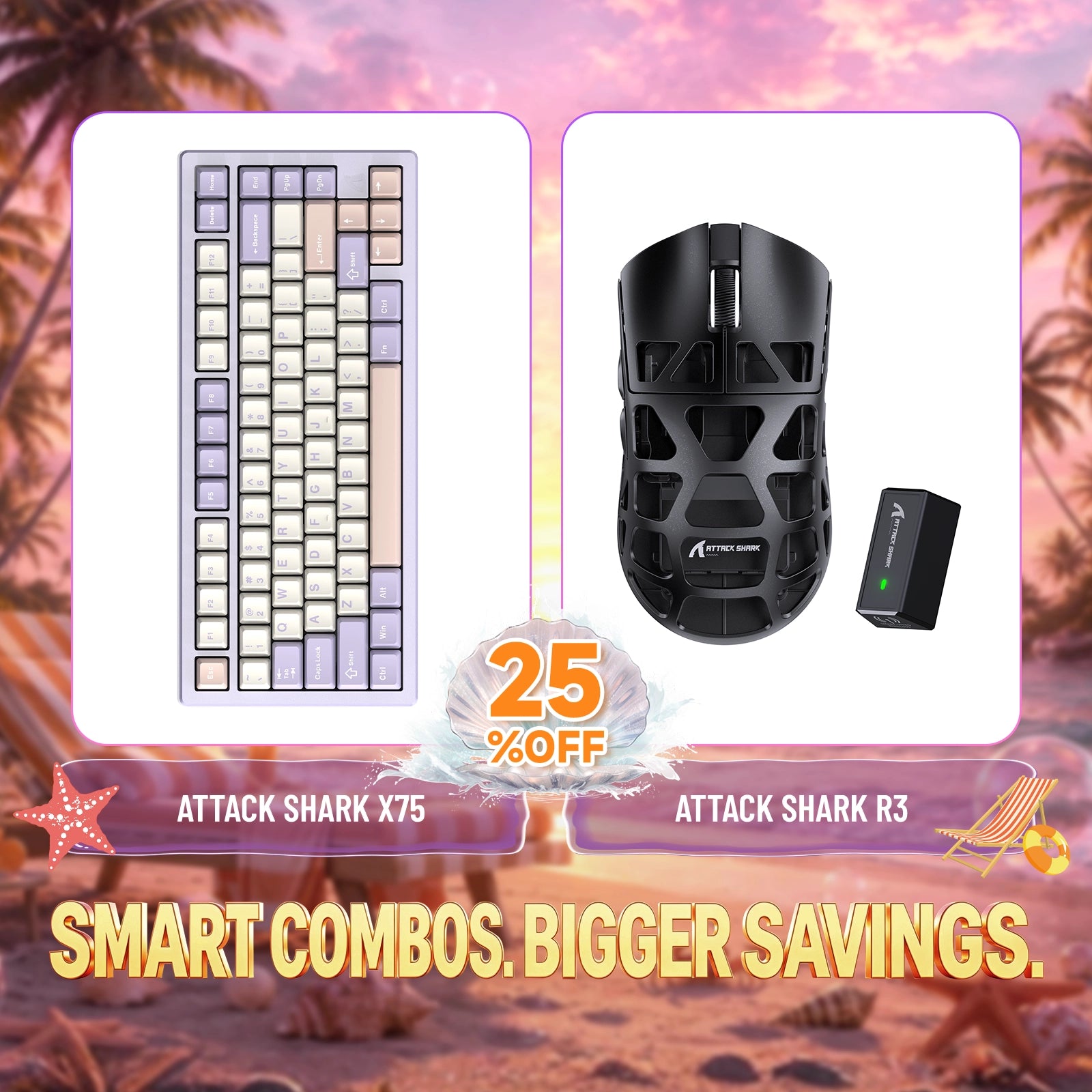 ATTACK SHARK X75 Vollaluminium Tastatur + R3 Magnesiumlegierung Gaming-Maus Bundle
