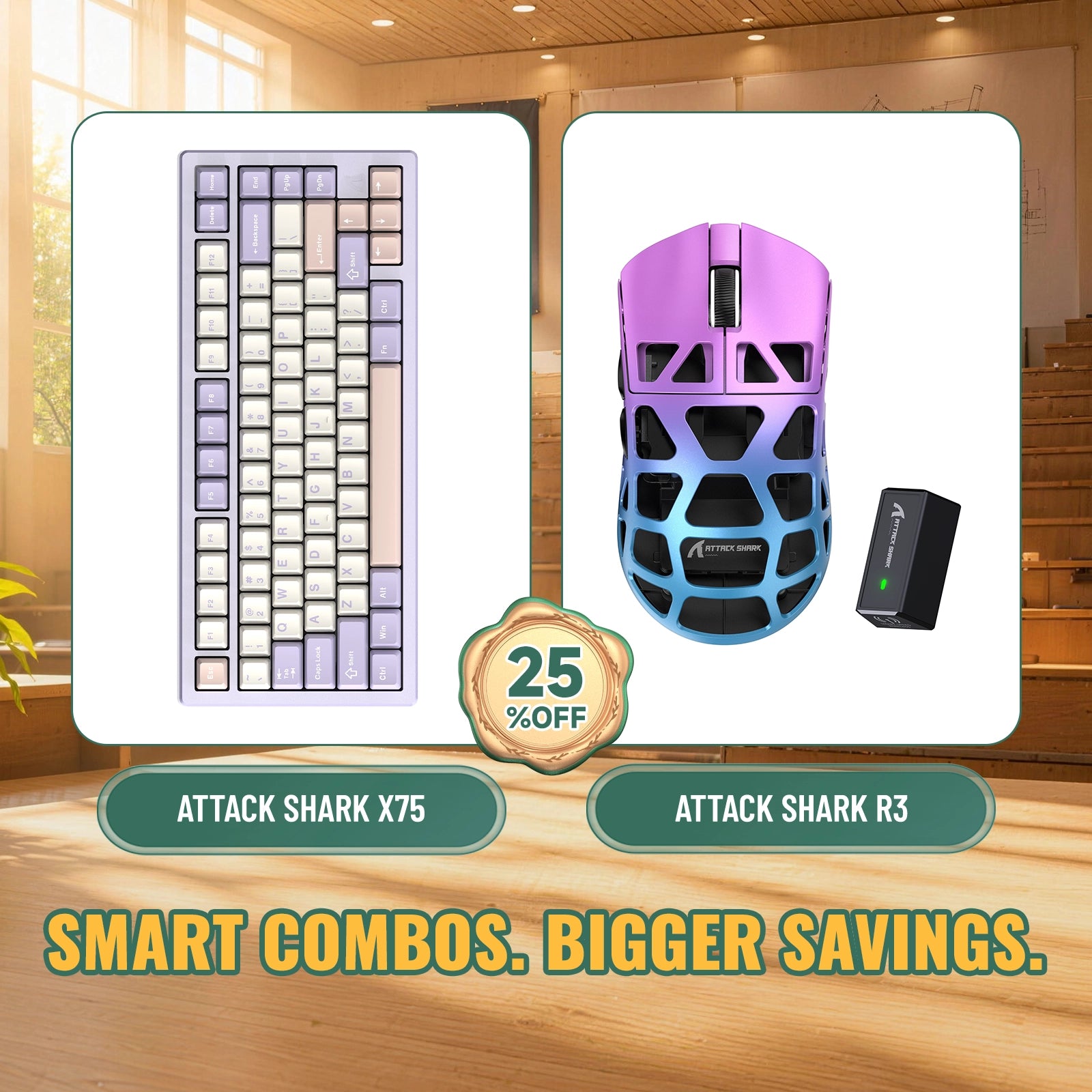 ATTACK SHARK X75 Vollaluminium Tastatur + R3 Magnesiumlegierung Gaming-Maus Bundle