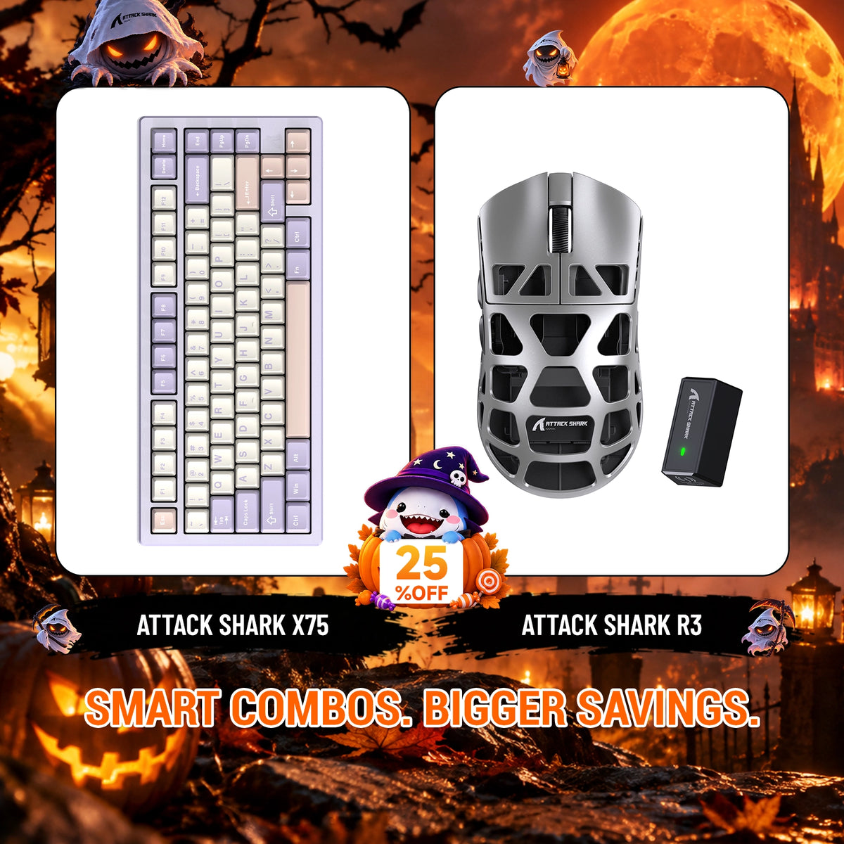 ATTACK SHARK X75 Vollaluminium Tastatur + R3 Magnesiumlegierung Gaming-Maus Bundle