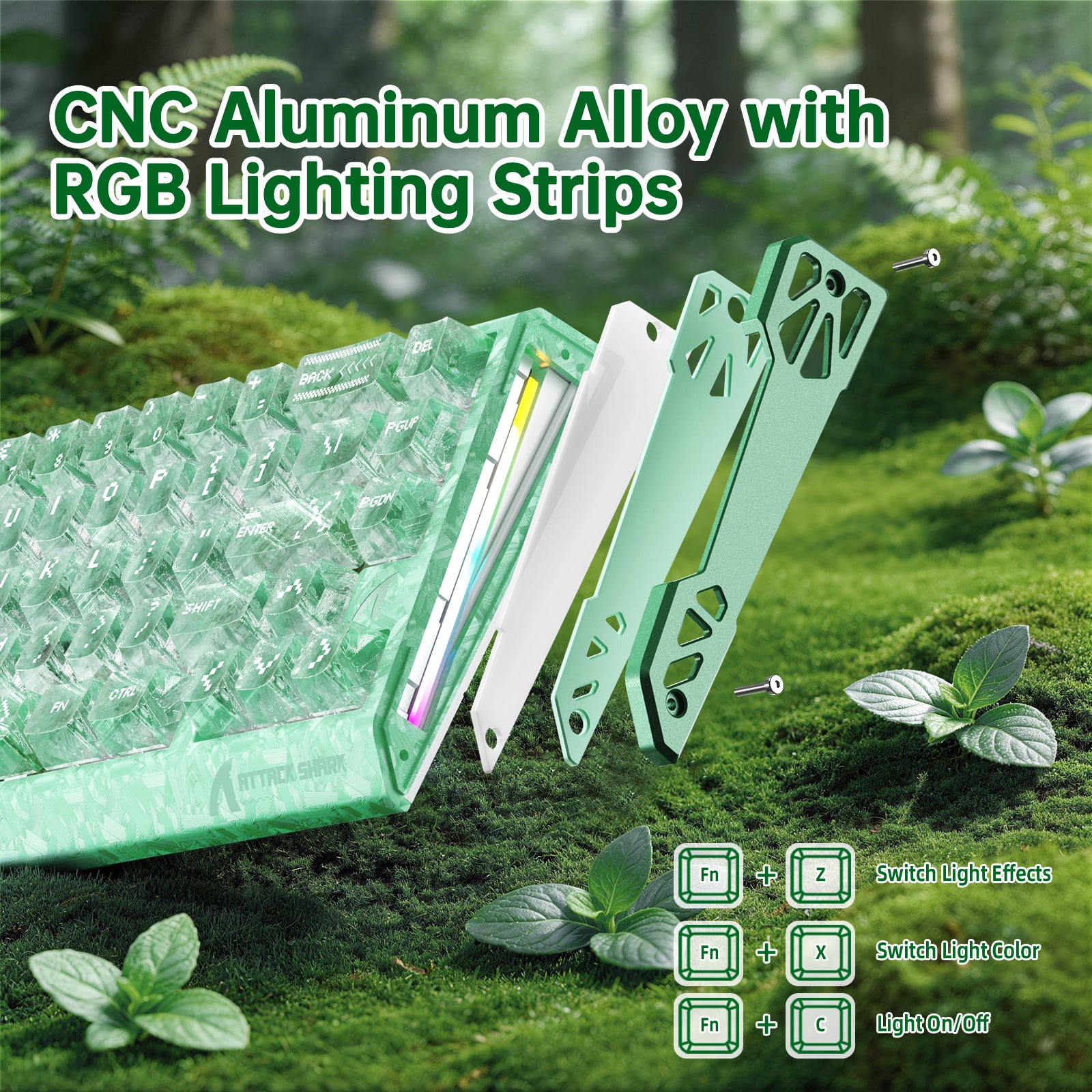 ATTACK SHARK R68 HE Kohlefaser Kabelgebundene Rapid Trigger Magnetischer Schalter Tastatur mit C01 Ultra RGB Spiralkabel