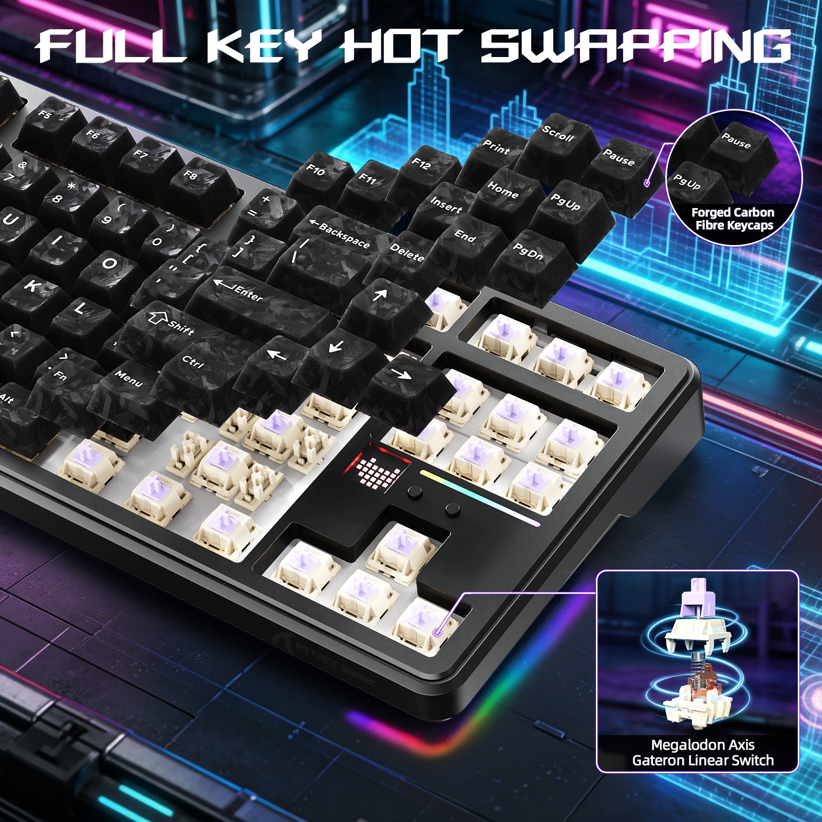 ATTACK SHARK X87 ULTRA Kabellose Gaming-Tastatur mit 8KHz-Empfänger und RGB-Spiralkabel