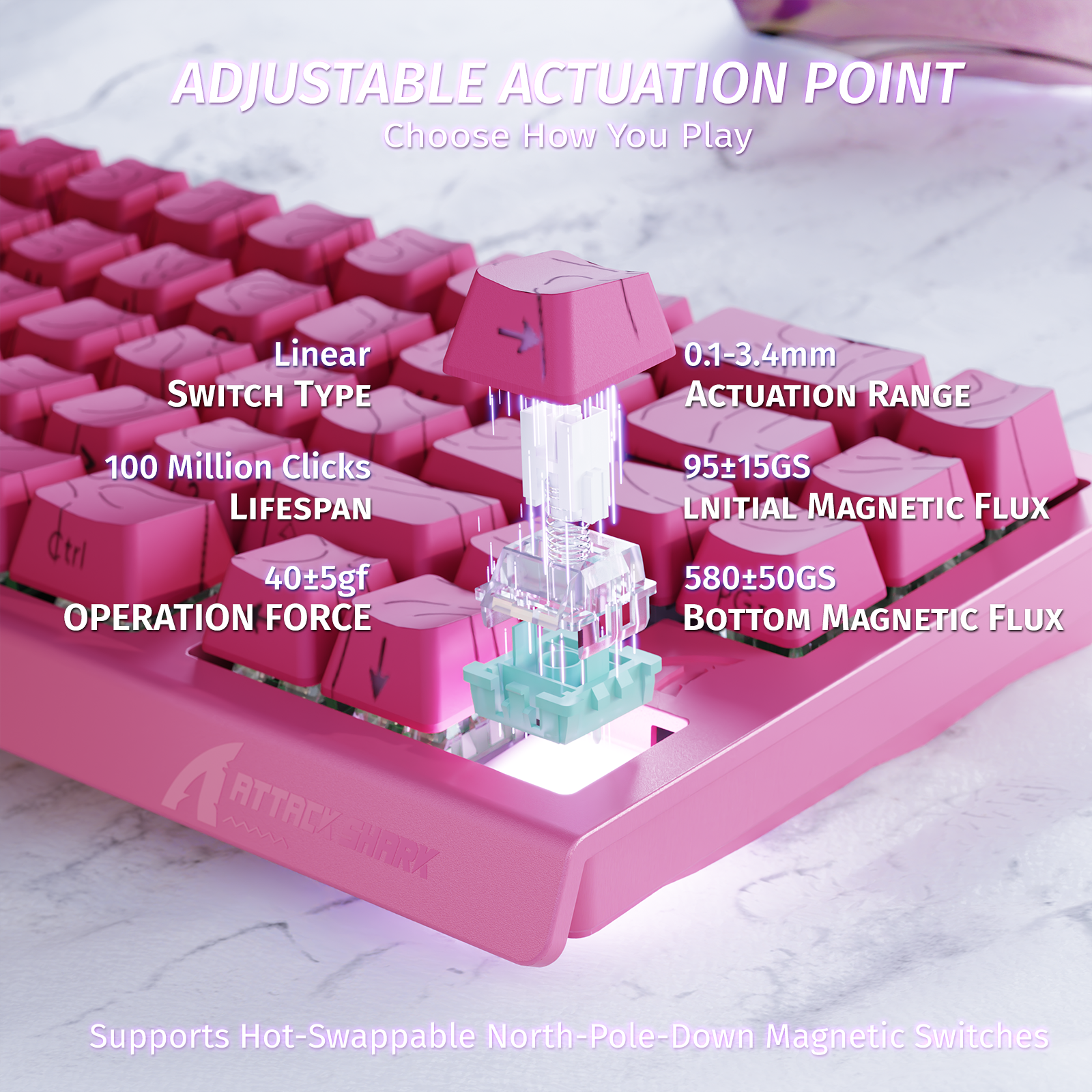 ATTACK SHARK X68 HE Rapid Trigger Tastatur Magnetischer Schalter
